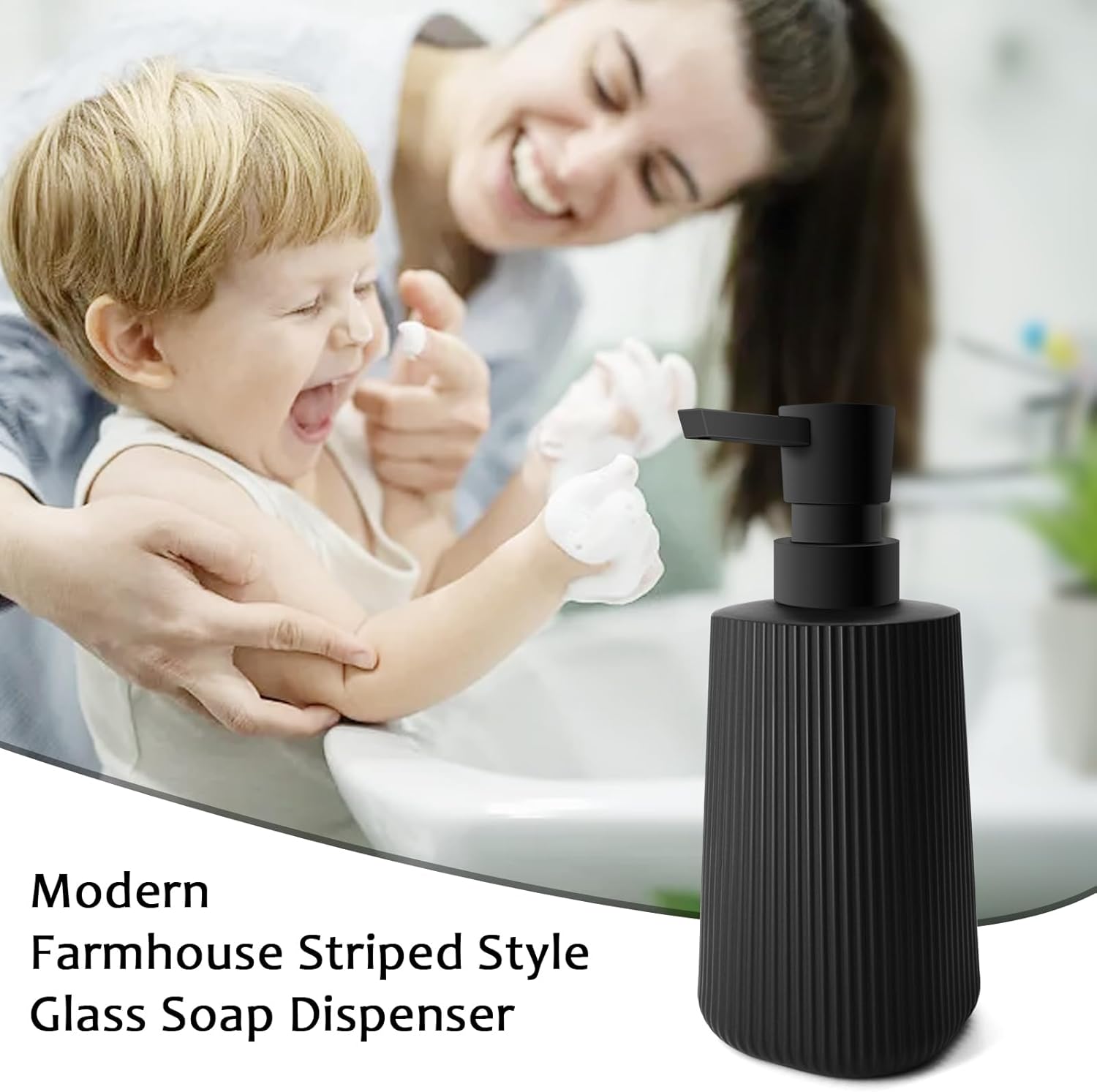 Soap Dispenser - Black Soap Dispenser for Detergent - Kitchen Soap Dispenser - With Press Dispenser - Suitable for Countertops - Bathroom and Kitchen 2 pieces - Black