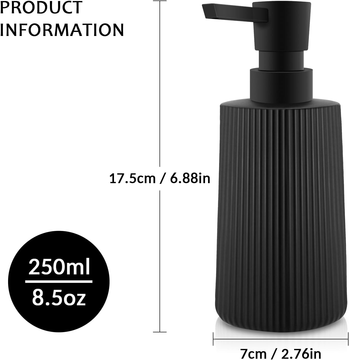 Soap Dispenser - Black Soap Dispenser for Detergent - Kitchen Soap Dispenser - With Press Dispenser - Suitable for Countertops - Bathroom and Kitchen 2 pieces - Black