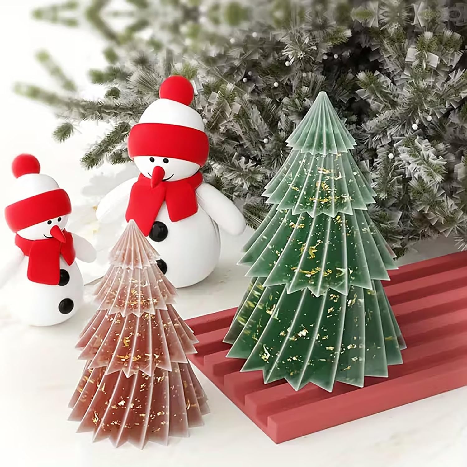 Set of two silicone Christmas tree candle molds - Christmas candle mold - DIY 3D silicone mold - silicone casting mold - suitable for making candles - making handmade soap - DIY crafts - Christmas decoration