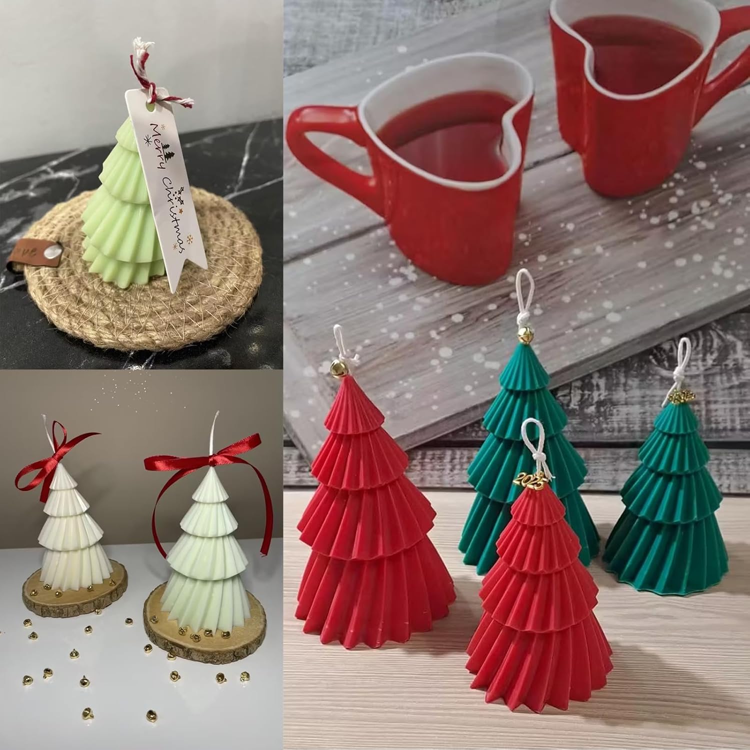 Set of two silicone Christmas tree candle molds - Christmas candle mold - DIY 3D silicone mold - silicone casting mold - suitable for making candles - making handmade soap - DIY crafts - Christmas decoration