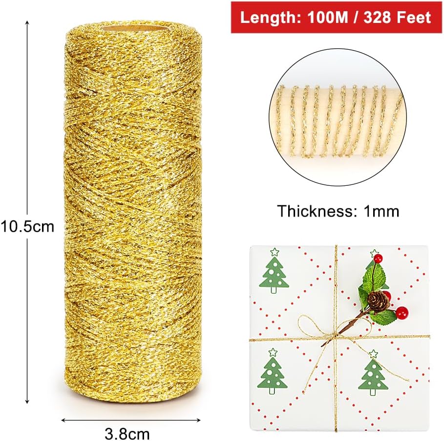 Henneptouw - Golden henneptouw - 100m gold Christmas ribbon - For gift wrapping - Christmas decoration - Party decoration - DIY - Sewing supplies