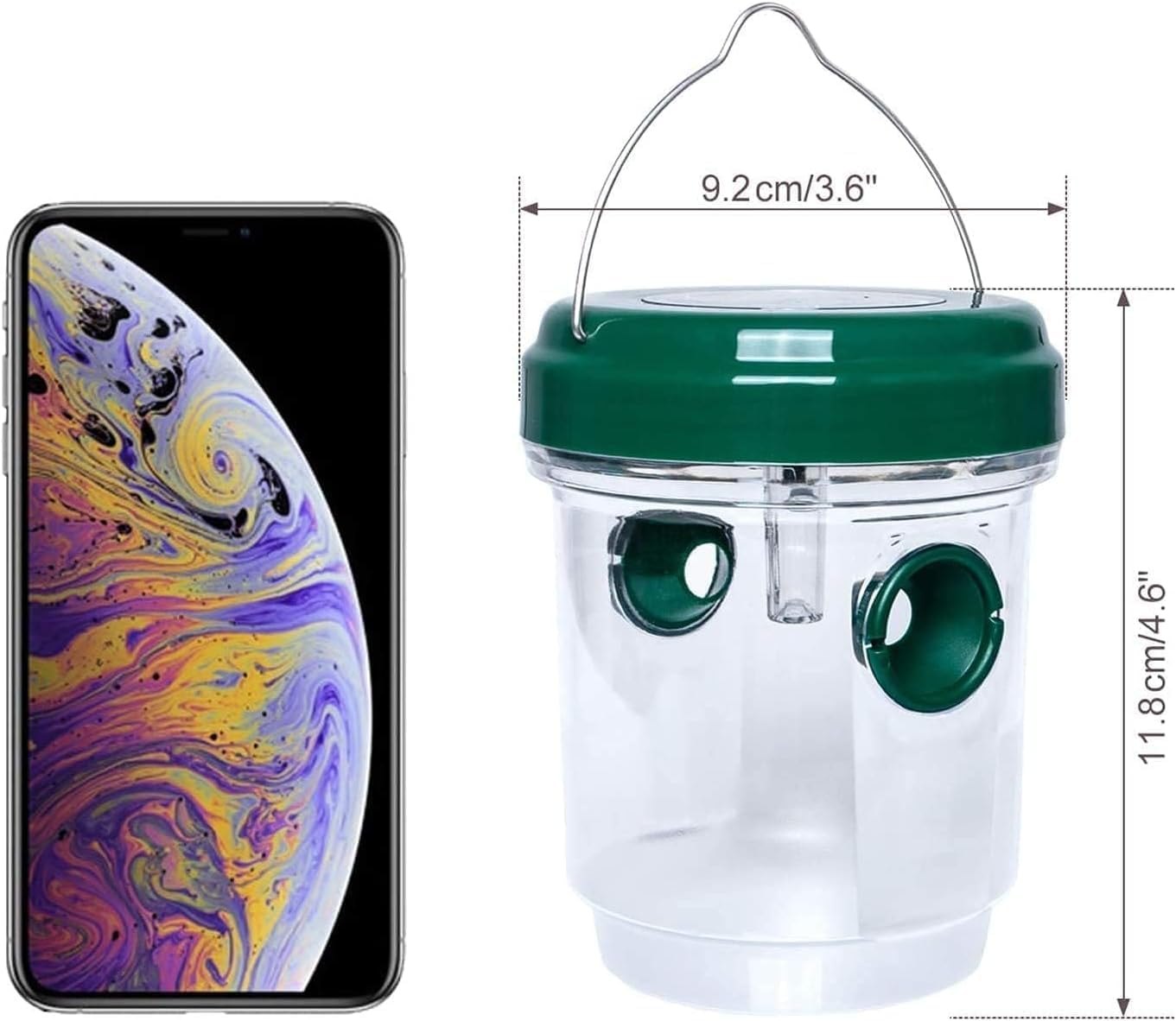 2-pack solar-powered wasp traps - Hanging wasp traps for outdoors - Suitable for wasps, hornets, bumblebees, etc. outdoors - With UV-LED light