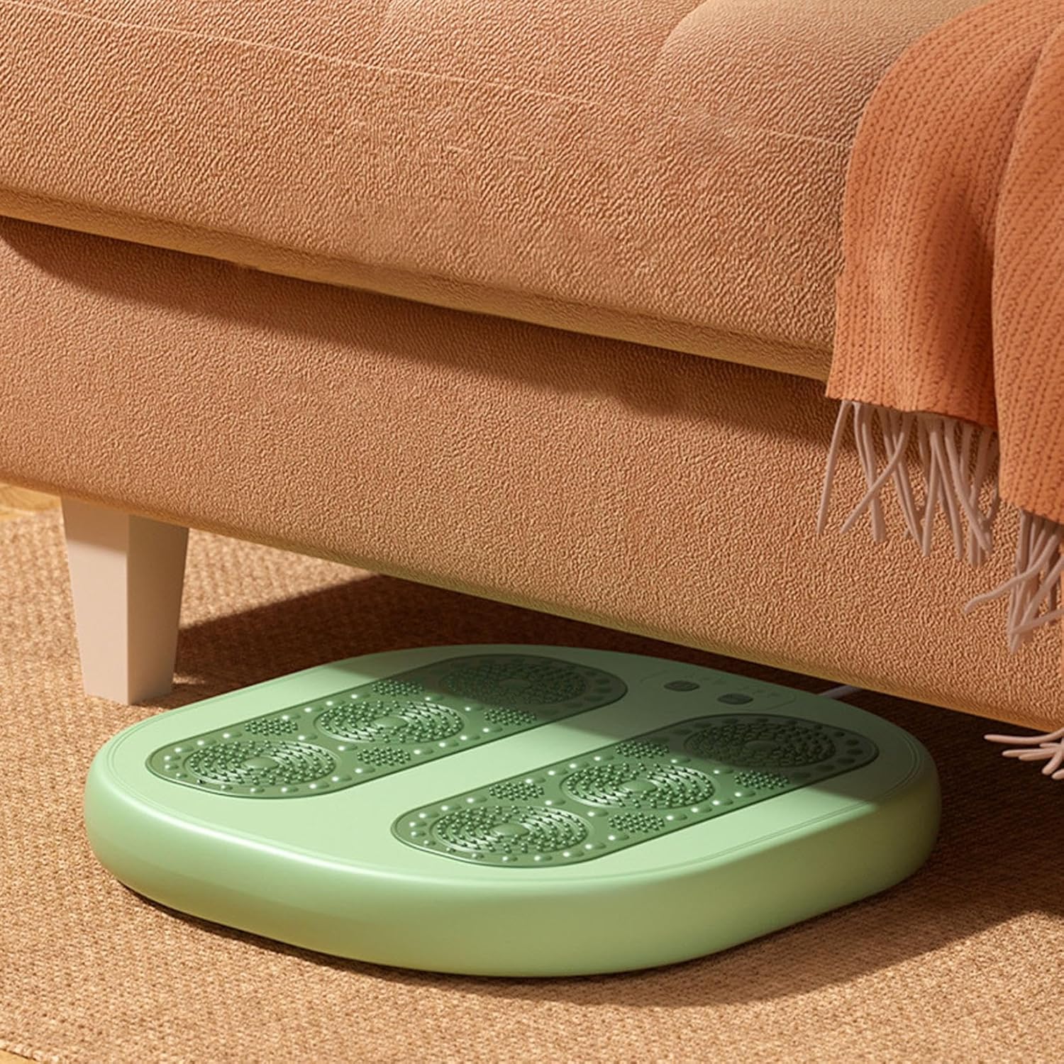 Foot warming cushion - Electric foot warming cushion - Foot warmer - 3 temperature settings - Built-in 6 manual massage heads - Suitable for home, office and dormitories - Warming cushions green