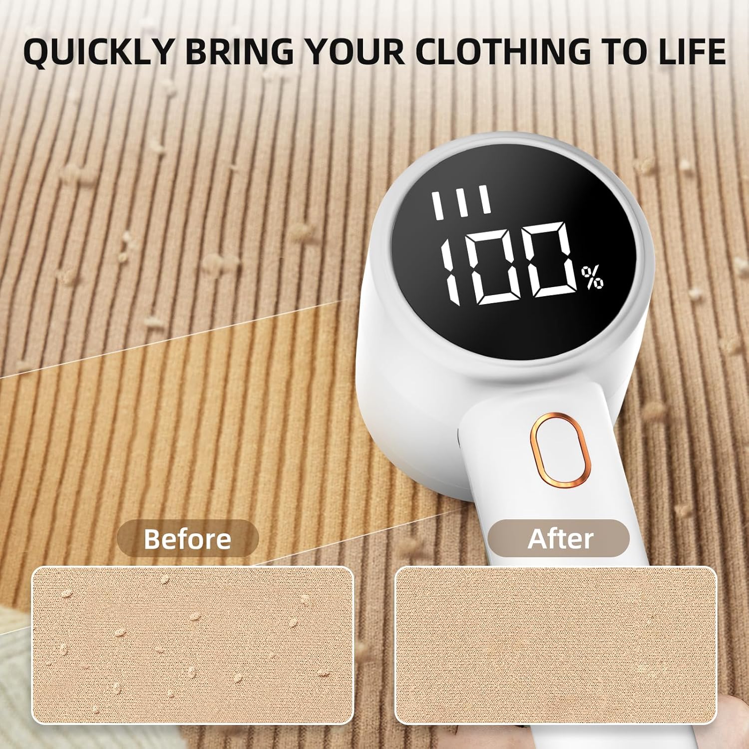 Lint Remover - Lint Remover for Cotton Fabrics - Rechargeable Lint Remover - Electric Portable Sweater Shaver - 3 Speed Settings - LED Digital Display - Removes lint from clothing, furniture, sweaters, couches and blankets.