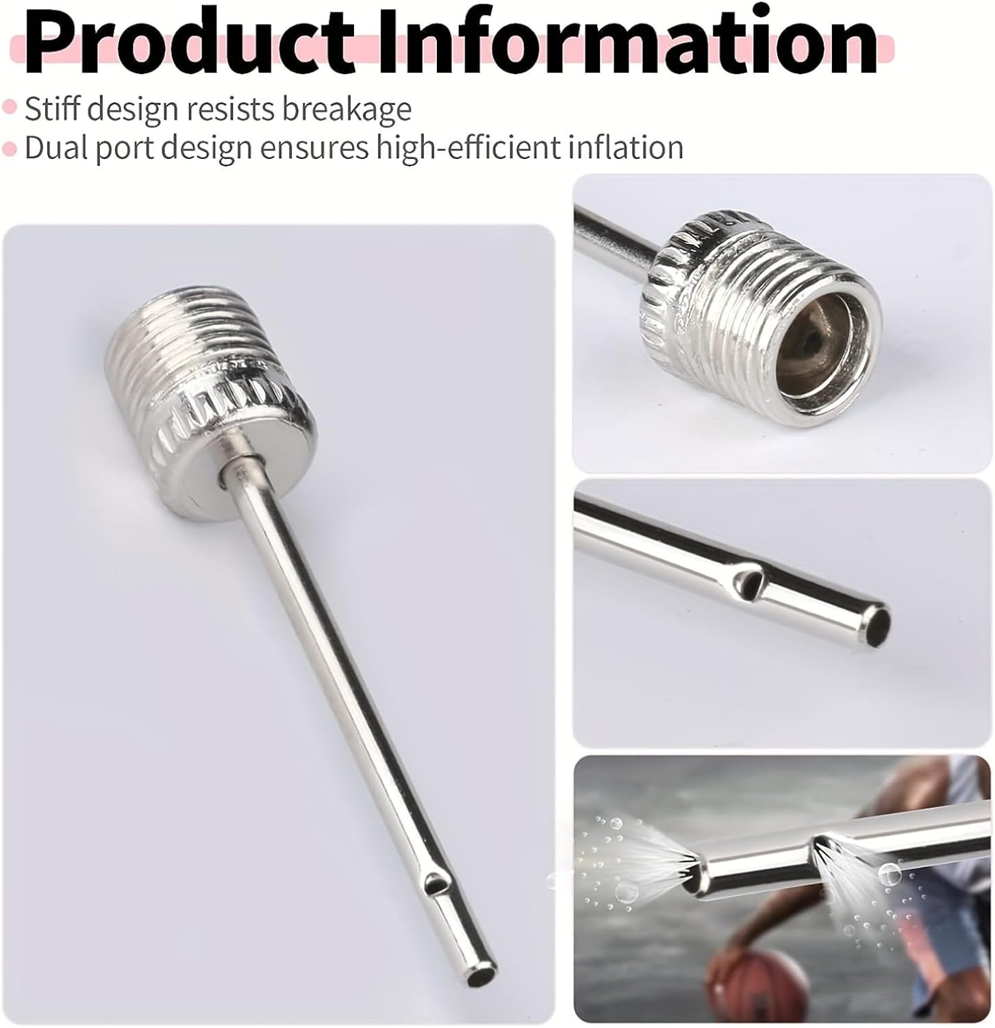 Ball pump needles - 3-pack - Durable stainless steel needles - Ball pump needles - Pump needles for football, basketball, volleyball and all sports balls