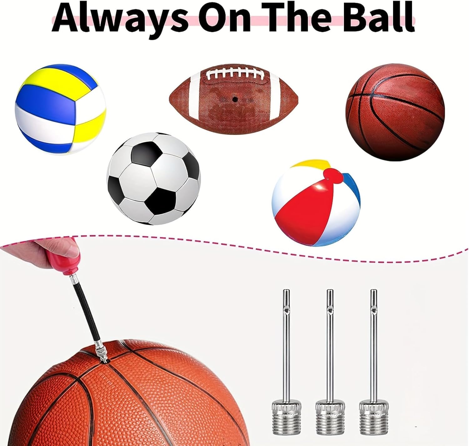 Ball pump needles - 3-pack - Durable stainless steel needles - Ball pump needles - Pump needles for football, basketball, volleyball and all sports balls