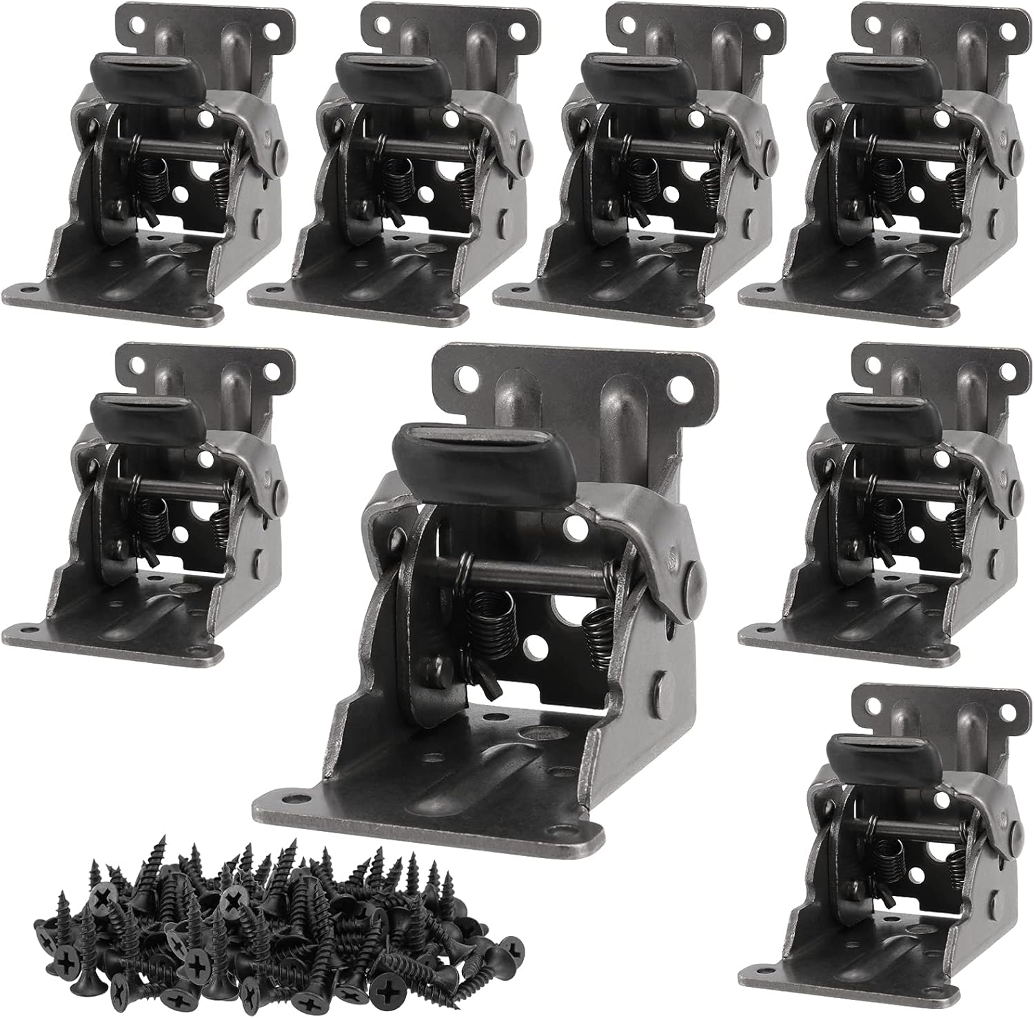 Table hinge - Folding hinge - 0-90 degree foldable - 8-pack - Lockable hinge - Lockable extension support bracket - with 64 screws, black