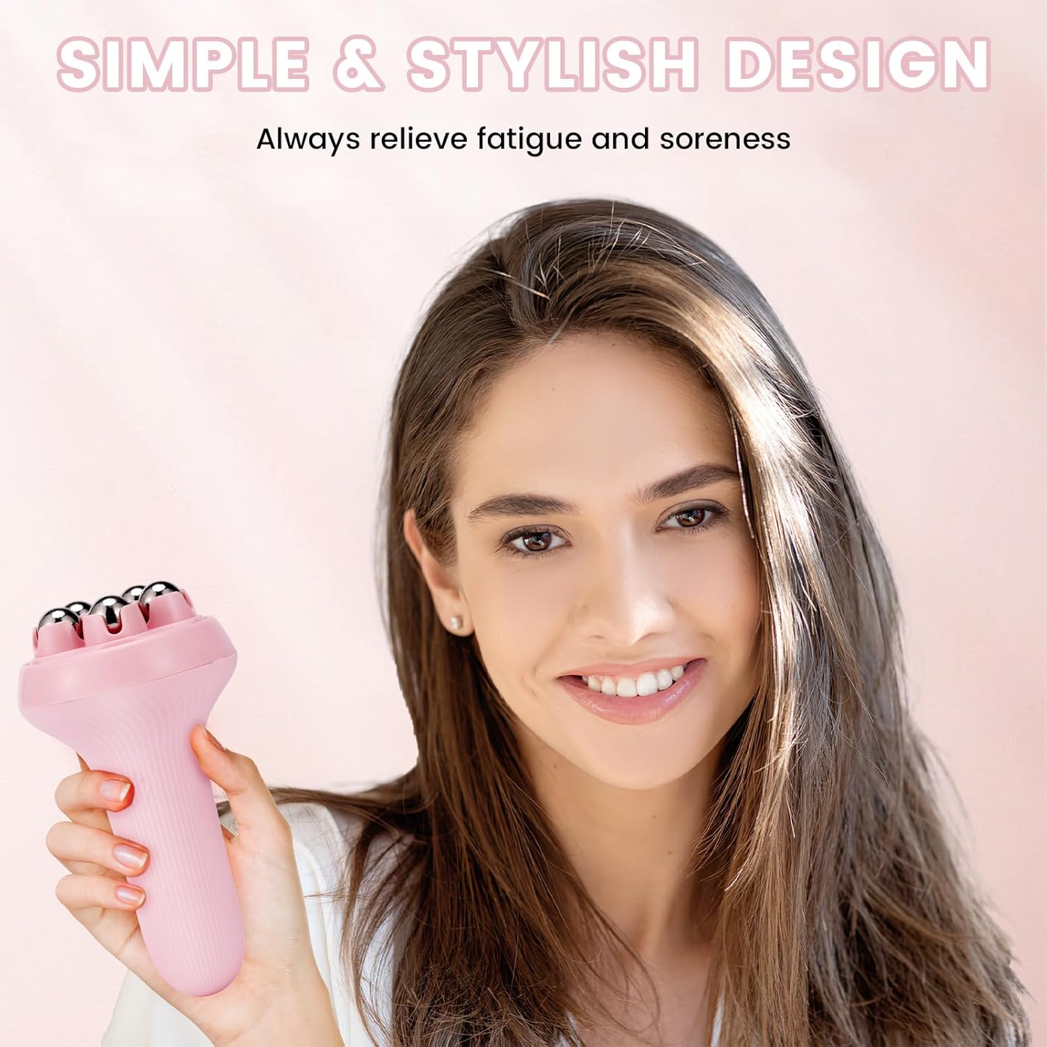 Massager - Portable Lymph Massage Roller - Neck Roller - Massage Tool - Helps Release Muscles, Face and Body - Face Roller - Facial Gua Sha Set pink