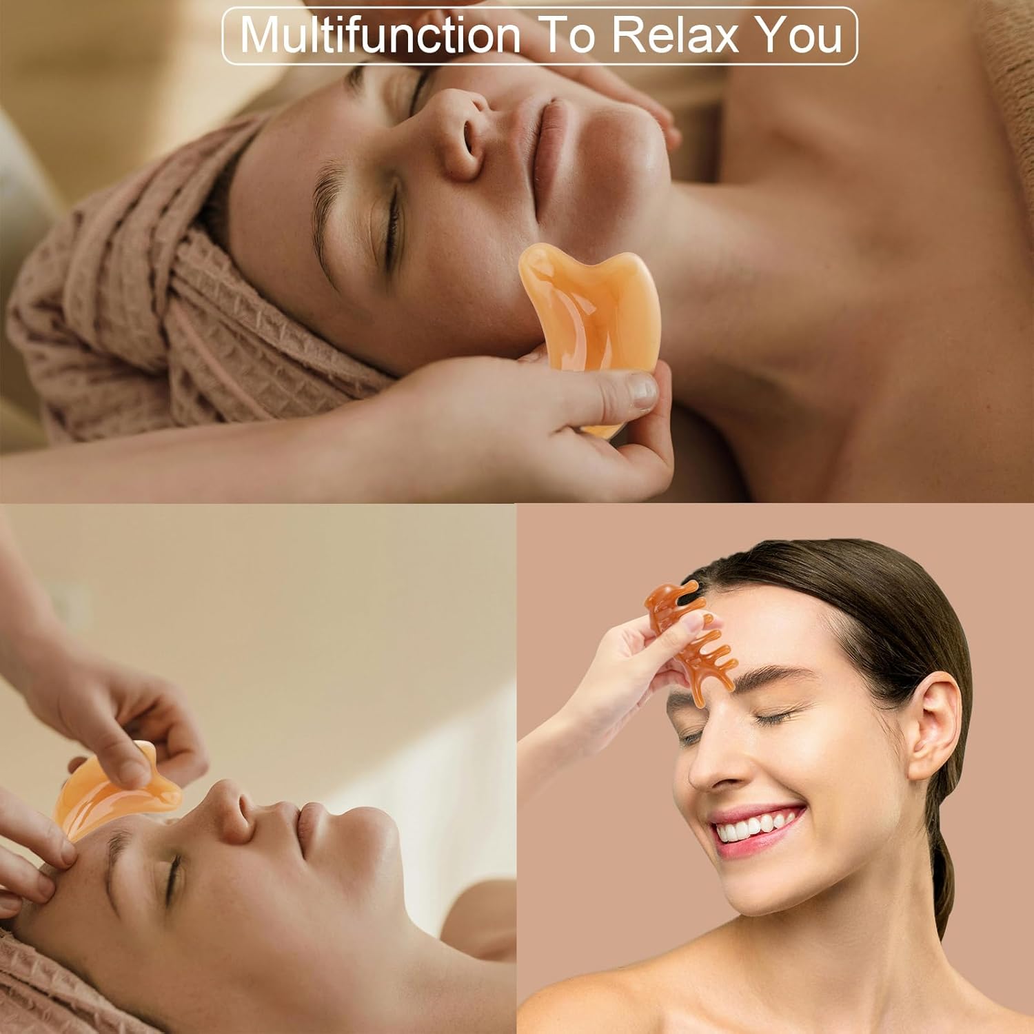 Massager - Portable Lymph Massage Roller - Neck Roller - Massage Tool - Helps Release Muscles, Face and Body - Face Roller - Facial Gua Sha Set pink