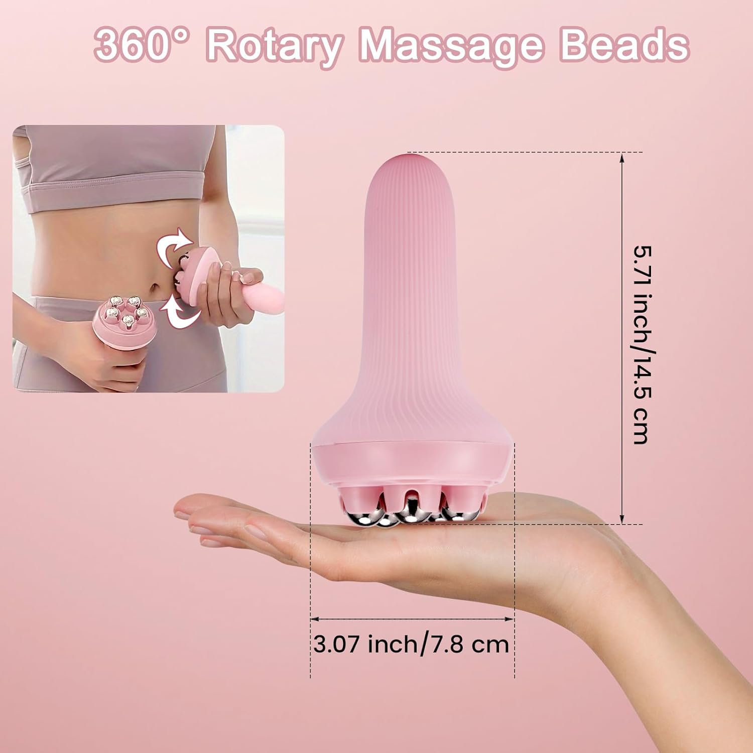 Massager - Portable Lymph Massage Roller - Neck Roller - Massage Tool - Helps Release Muscles, Face and Body - Face Roller - Facial Gua Sha Set pink