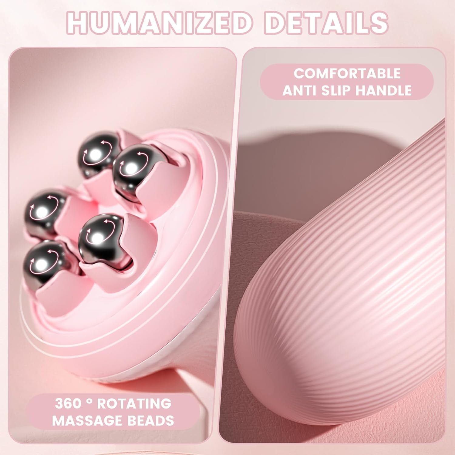 Massager - Portable Lymph Massage Roller - Neck Roller - Massage Tool - Helps Release Muscles, Face and Body - Face Roller - Facial Gua Sha Set pink