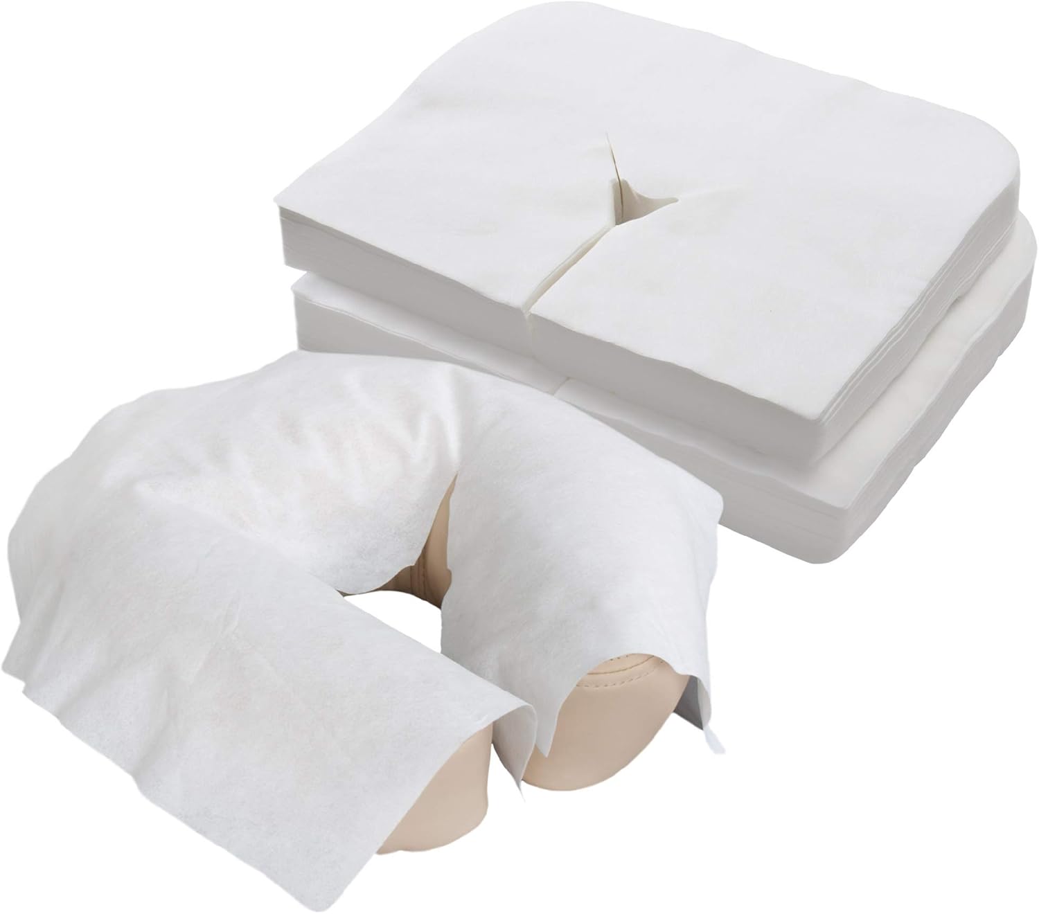 Disposable pillowcase - U-shaped pillow - 35*42cm - White - 100 pillowcases - Ultra soft - Anti-slip layer - Massage head support cover - Suitable for massage beds and chairs