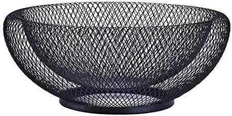 Fruit bowl - Mesh fruit bowl - Decorative fruit basket - Metal - Candy bowl - Suitable for kitchen, countertop, dining table, office - 10 inch black