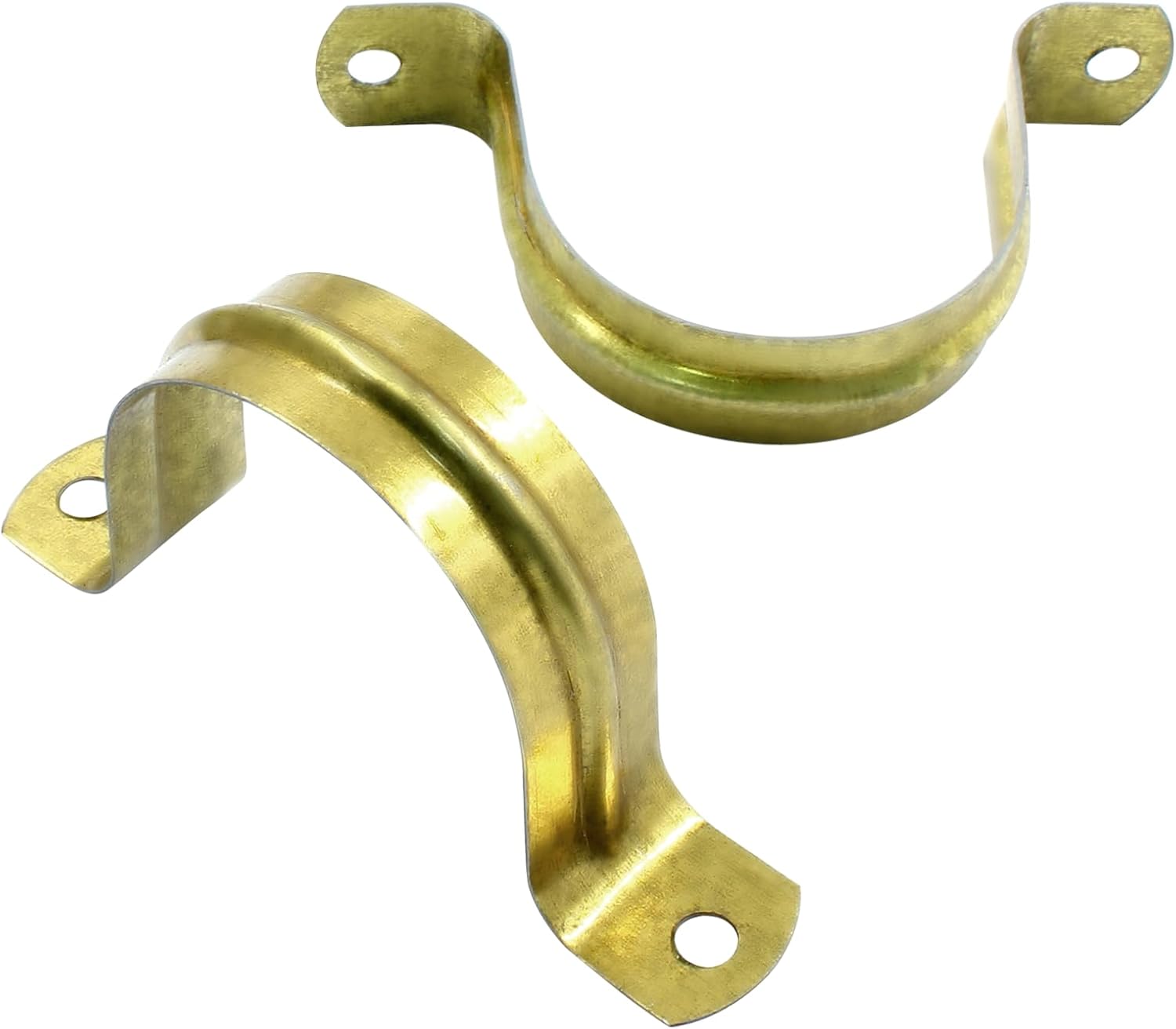 Biaungdo 20 Pcs M40 Rigid Pipe Strap, 1-1/2 Inch Stainless Steel Two Hole Strap U Bracket Pipe Clamps Heavy Duty Conduit Clamps Tension Tube Clip Cable Clamp Hanger with 2 Holes for Pipe Cable Gold