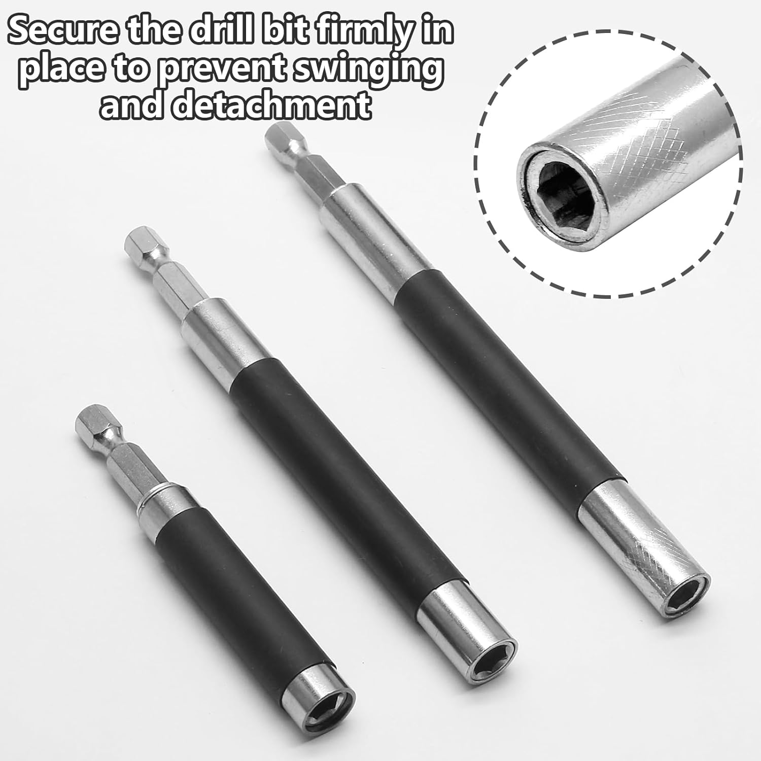 Biaungdo Magnetic Drill Bit Holder, 3 Pack Scalable Screw Drive Guide Self Retracting Sleeve, Mixed Length Extension Bar Adapter Prevent Screws Shaking 80 mm/120 mm/140 mm