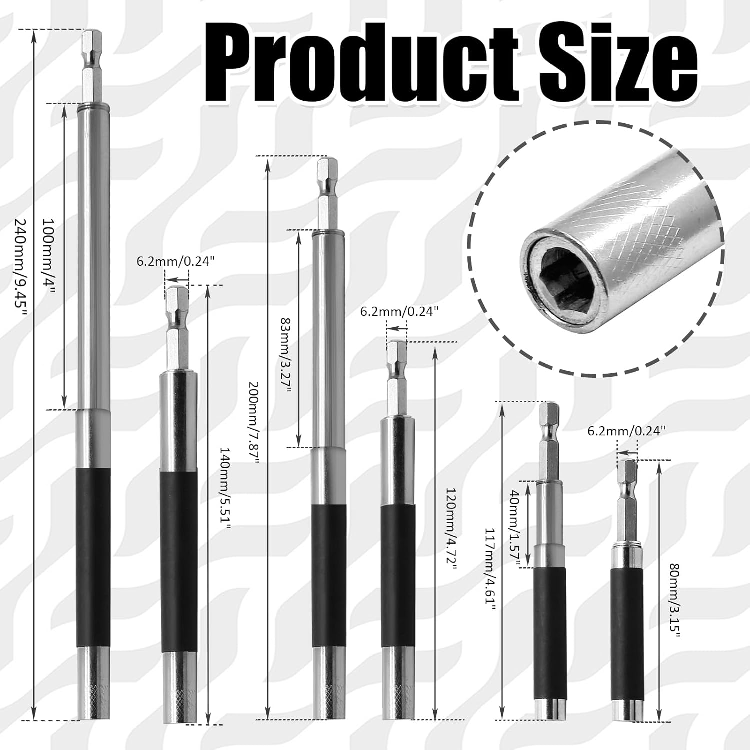 Biaungdo Magnetic Drill Bit Holder, 3 Pack Scalable Screw Drive Guide Self Retracting Sleeve, Mixed Length Extension Bar Adapter Prevent Screws Shaking 80 mm/120 mm/140 mm