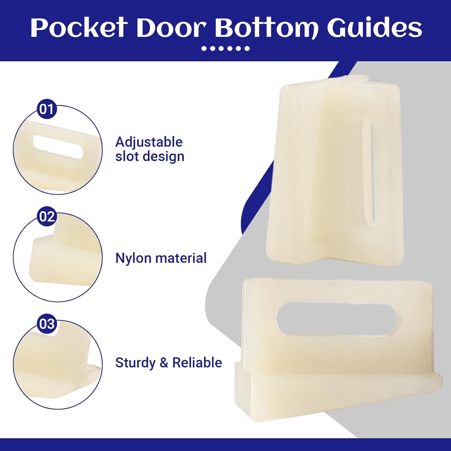 Biaungdo 10 Pack Pocket Door Bottom Guide, White Pocket Door Guide Kits Replacement