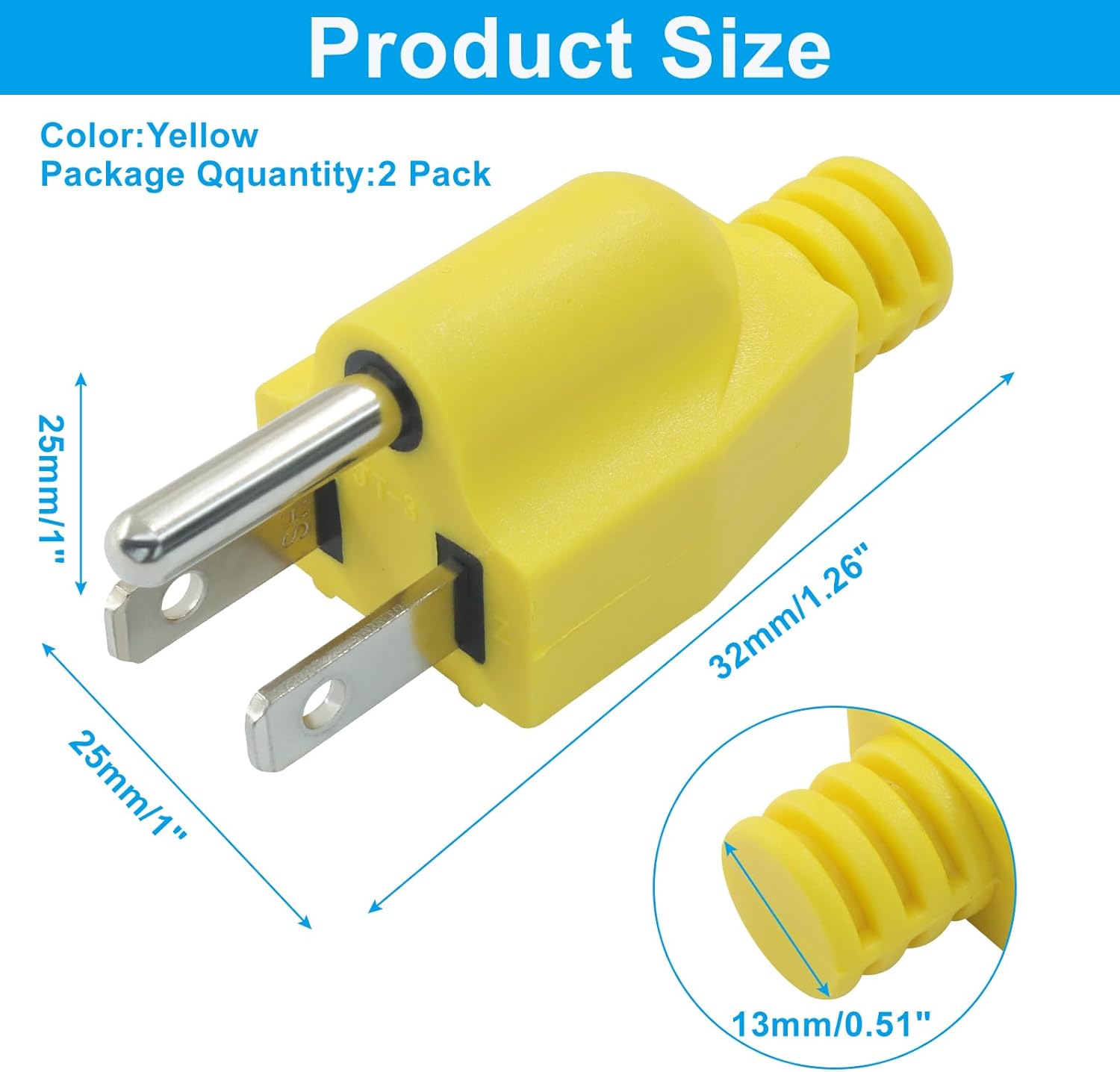 Biaungdo 2 Pack Neutral Ground Bonding Plug for Portable Inverter Generator, Surge Protector Ground Plug with Floating Neutral on RV Generator for Open Ground Error Yellow