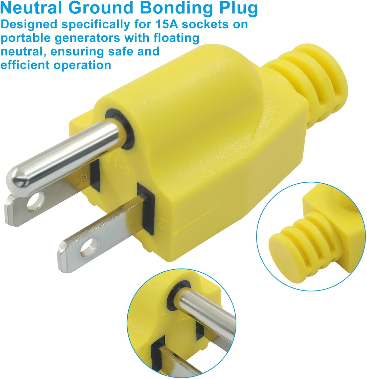 Biaungdo 2 Pack Neutral Ground Bonding Plug for Portable Inverter Generator, Surge Protector Ground Plug with Floating Neutral on RV Generator for Open Ground Error Yellow