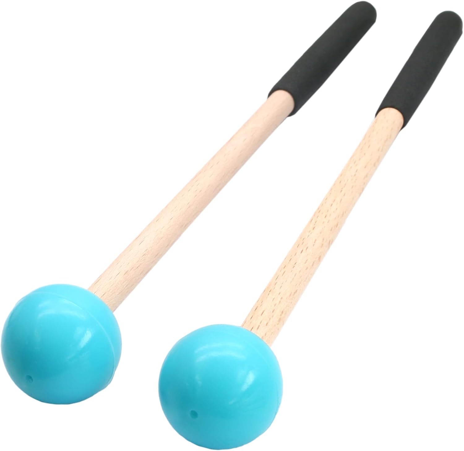 Biaungdo 2 Pack 8.7 Inch Glockenspiel Mallets, Rubber Xylophone Mallets Bell Stick Percussion with Wood Handle Drumstick Percussion Instrument Parts for Bell, Tongue Drum Mallet Blue