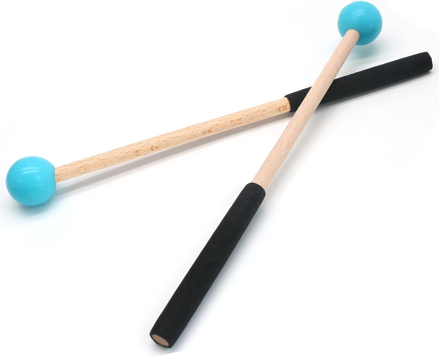 Biaungdo 2 Pack 8.7 Inch Glockenspiel Mallets, Rubber Xylophone Mallets Bell Stick Percussion with Wood Handle Drumstick Percussion Instrument Parts for Bell, Tongue Drum Mallet Blue