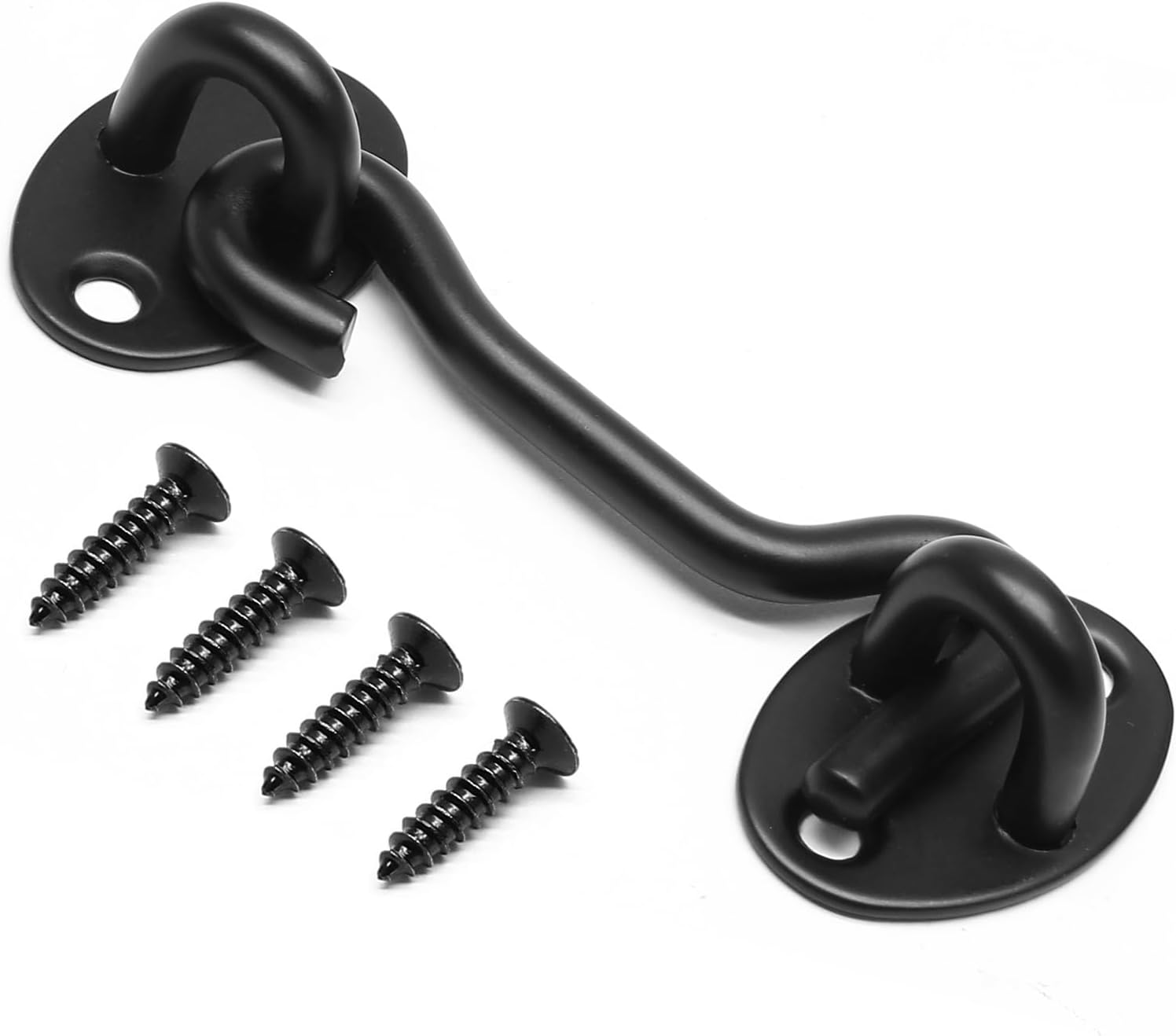 Biaungdo Heavy Duty Hook and Eye Latch, 3 Inch Black Privacy Hook Barn Door Lock Easy Lock, Stainless Steel Gate Latch for Doors/Windows/Sheds/Gates/Fences/Closets/Cabinets, 1 Pack