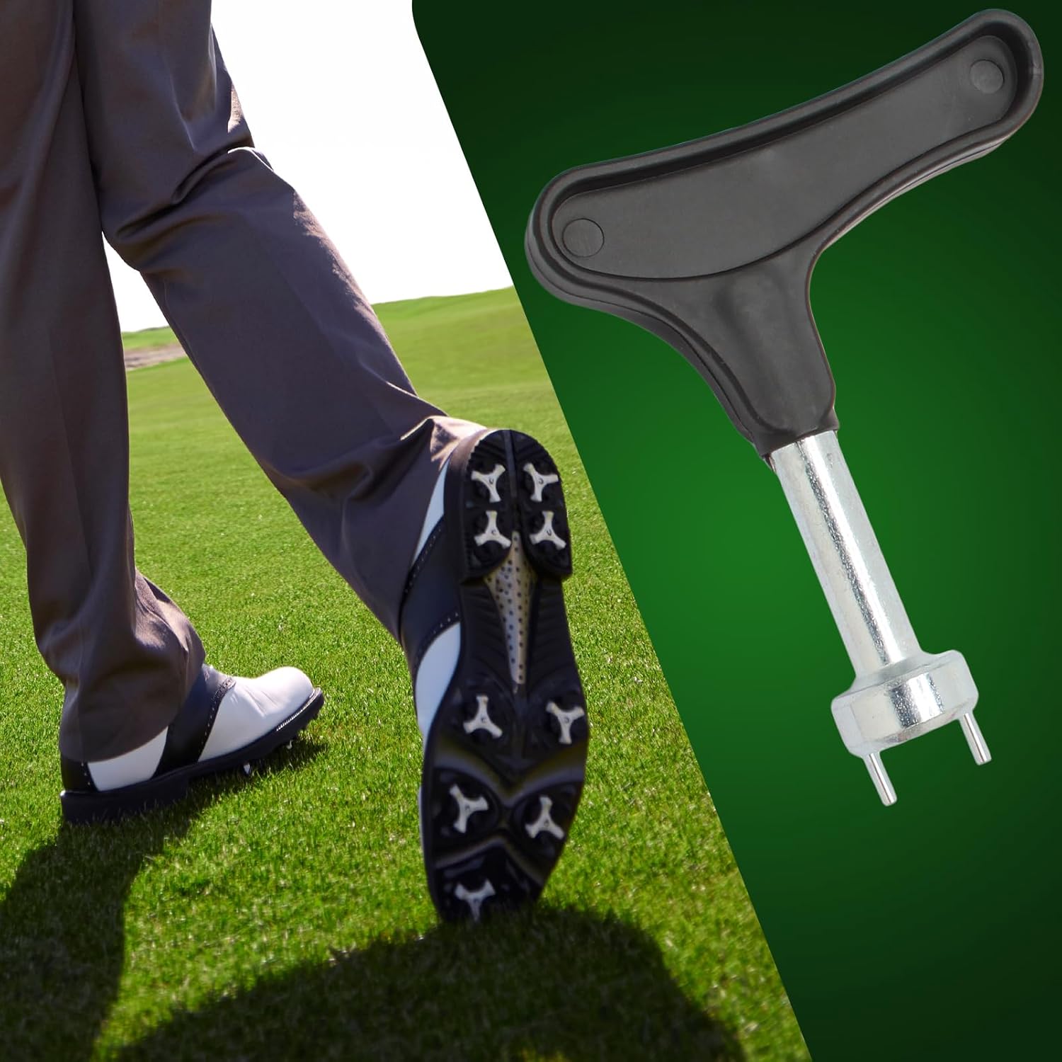 Biaungdo Golf Spike Tool for Spike Shoes, Black Golf Shoe Spike Wrench, Zinc Alloy Golf Spike Removal Tool