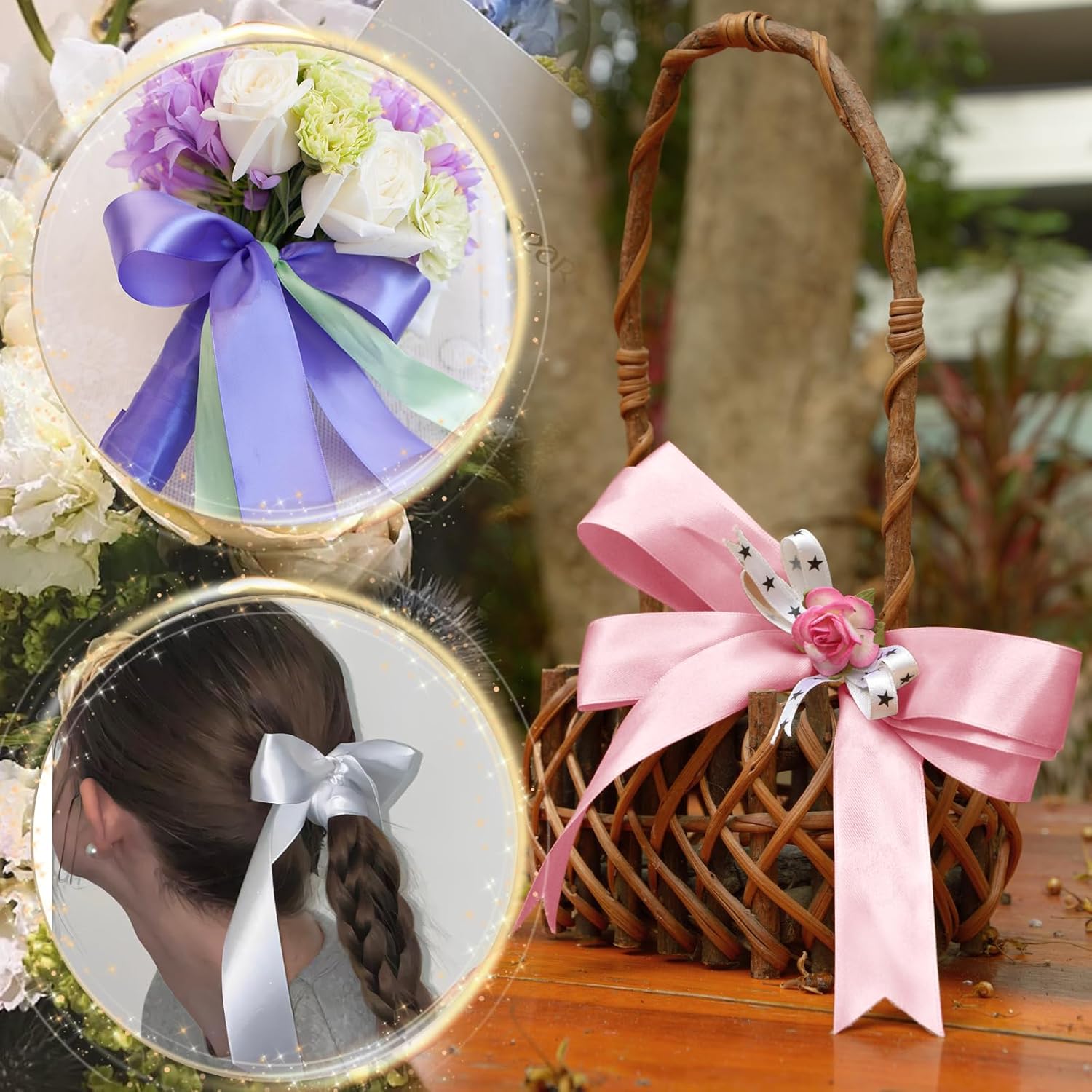 Biaungdo Light Pink Satin Ribbon 1-1/2 Inch, 60 Yards Silk Ribbon for Gift Wrapping, Silky Polyester Fabric for Crafts Wedding Flower Bouquet Party Bows Making Decoration
