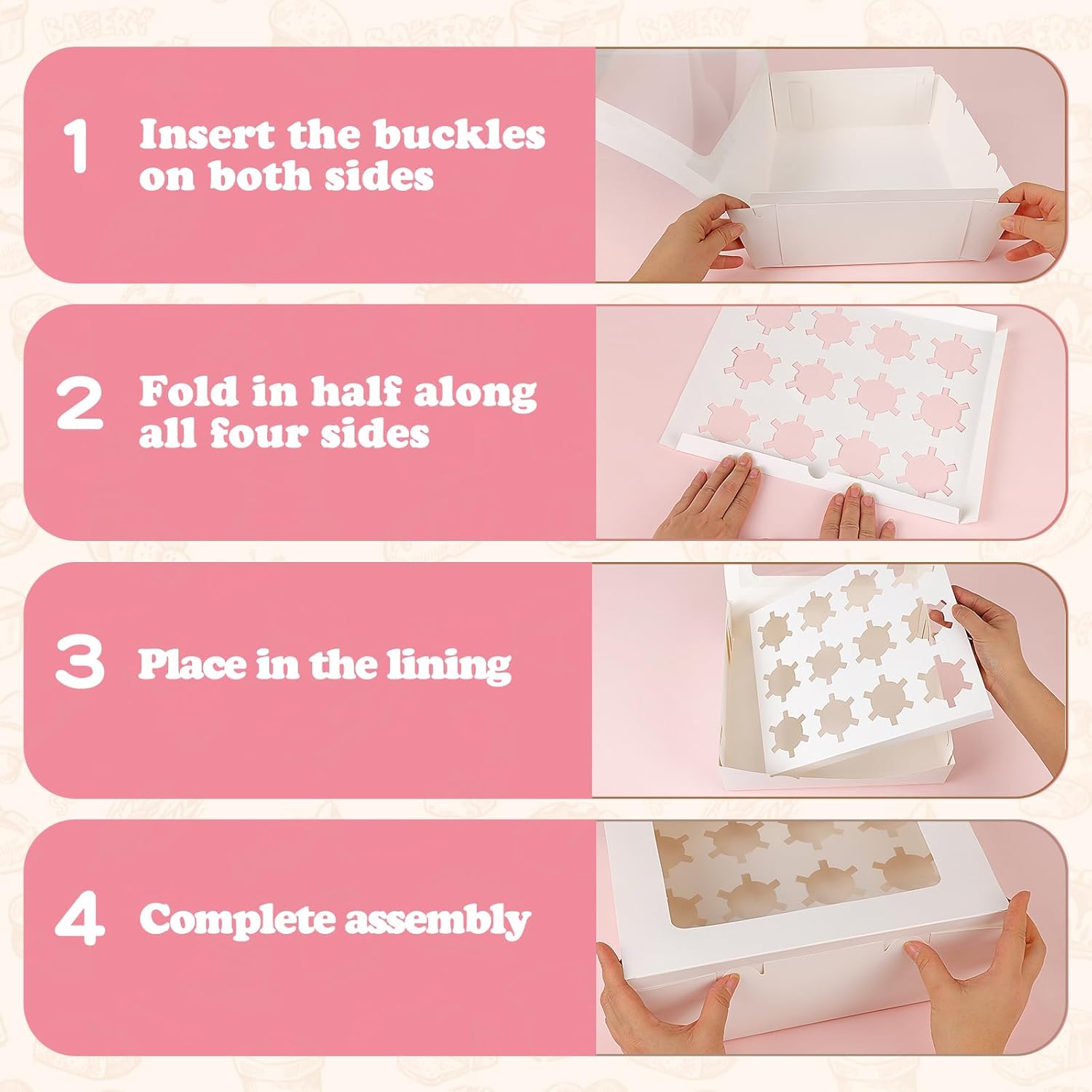 Moretoes 3PCS Cupcake Boxes with Window,Hold 12 Count Cupcake Containers for Cupcakes, Desserts, and More White