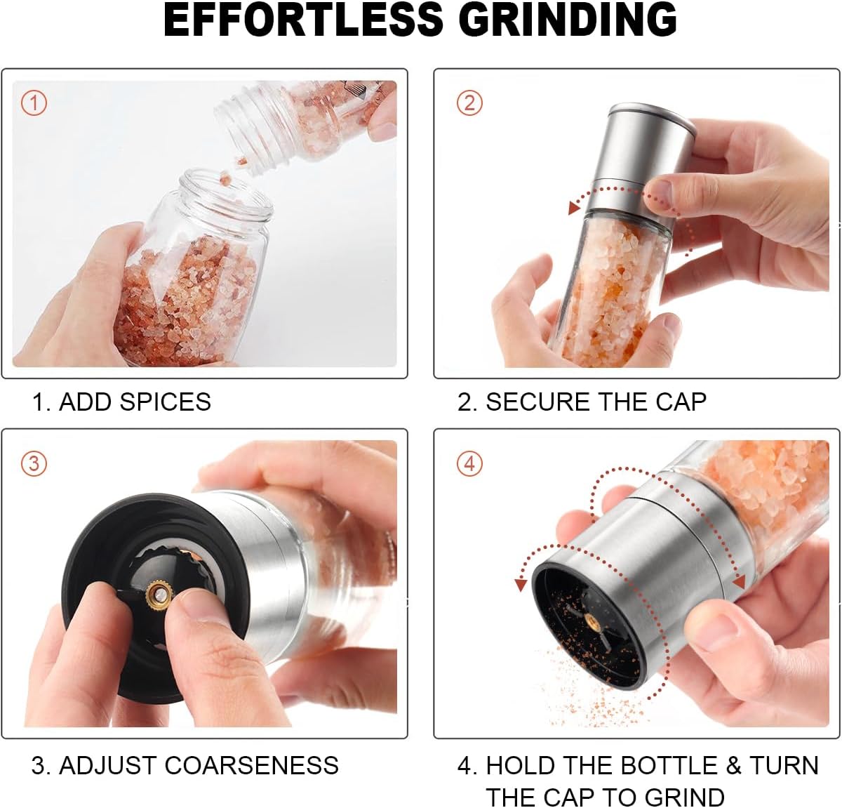 Salt Grinder Pepper Mill, and Set Single Grinder