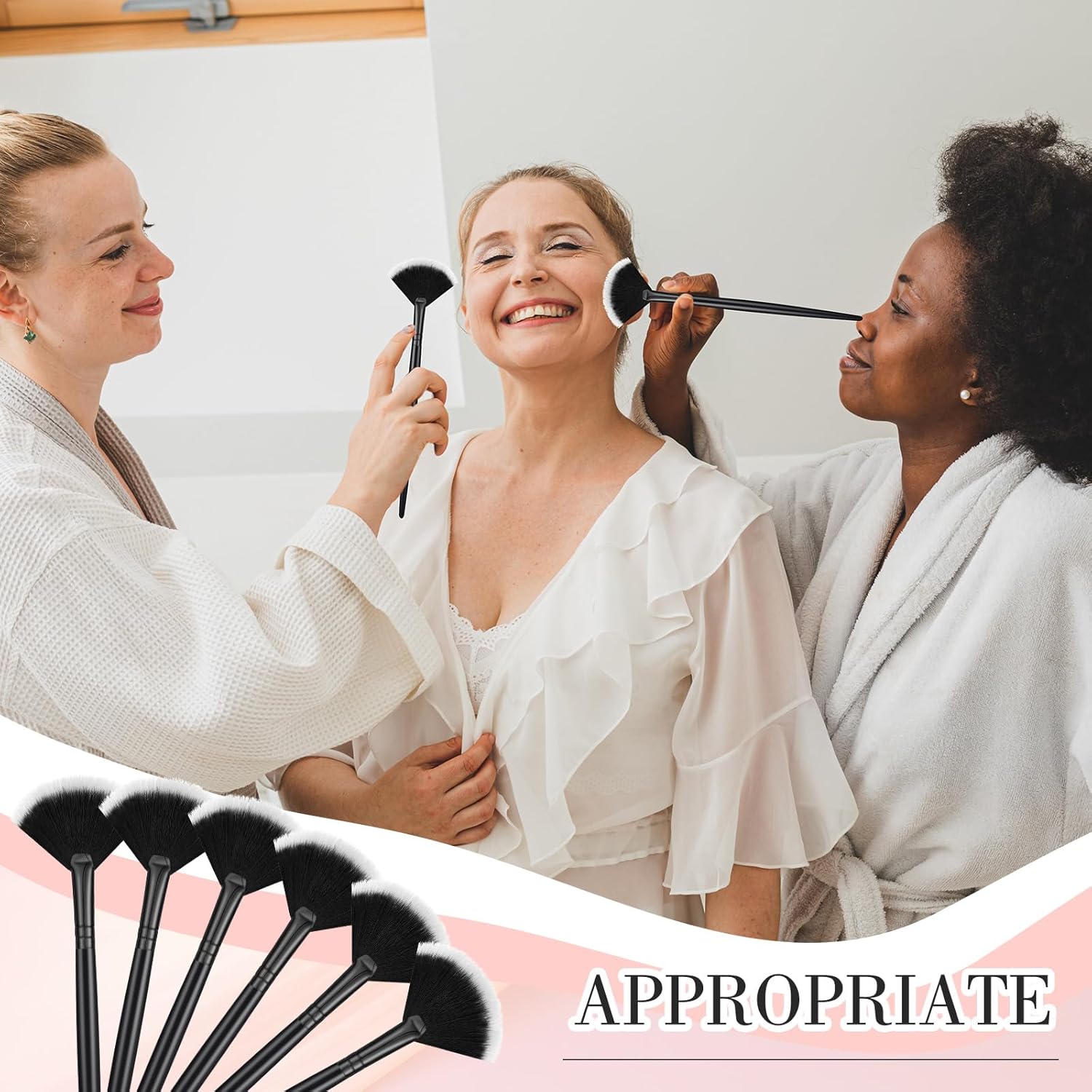 12 Pcs Soft Facial Fan Brush Blush Makeup Brush Face Mask Acid Applicator Multi Use Cosmetic Tools for Peel Mask Makeup for Mud Cream Black