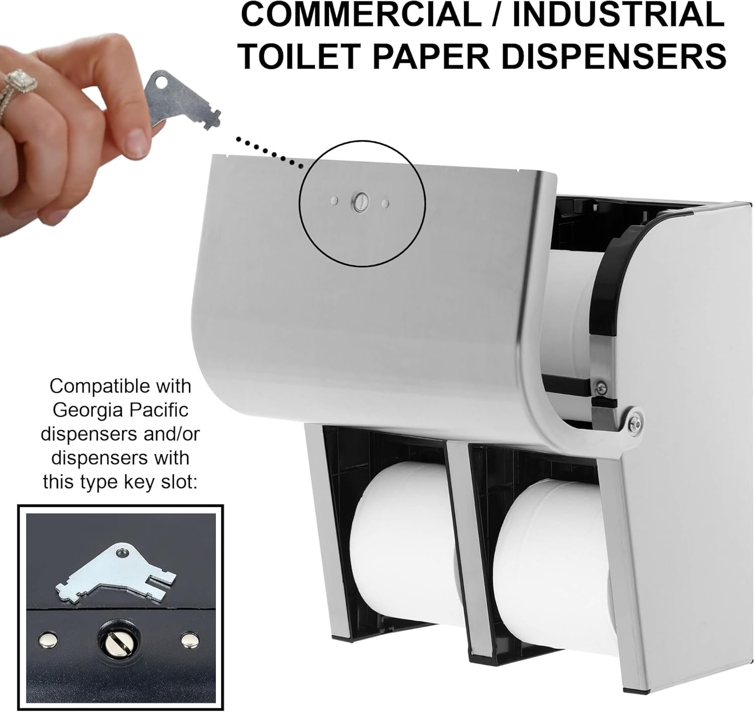Paper Towel Dispenser Key for Georgia Pacific Commercial Machines - Also Fits GP Toilet Paper and Soap Dispensers, 3-pk