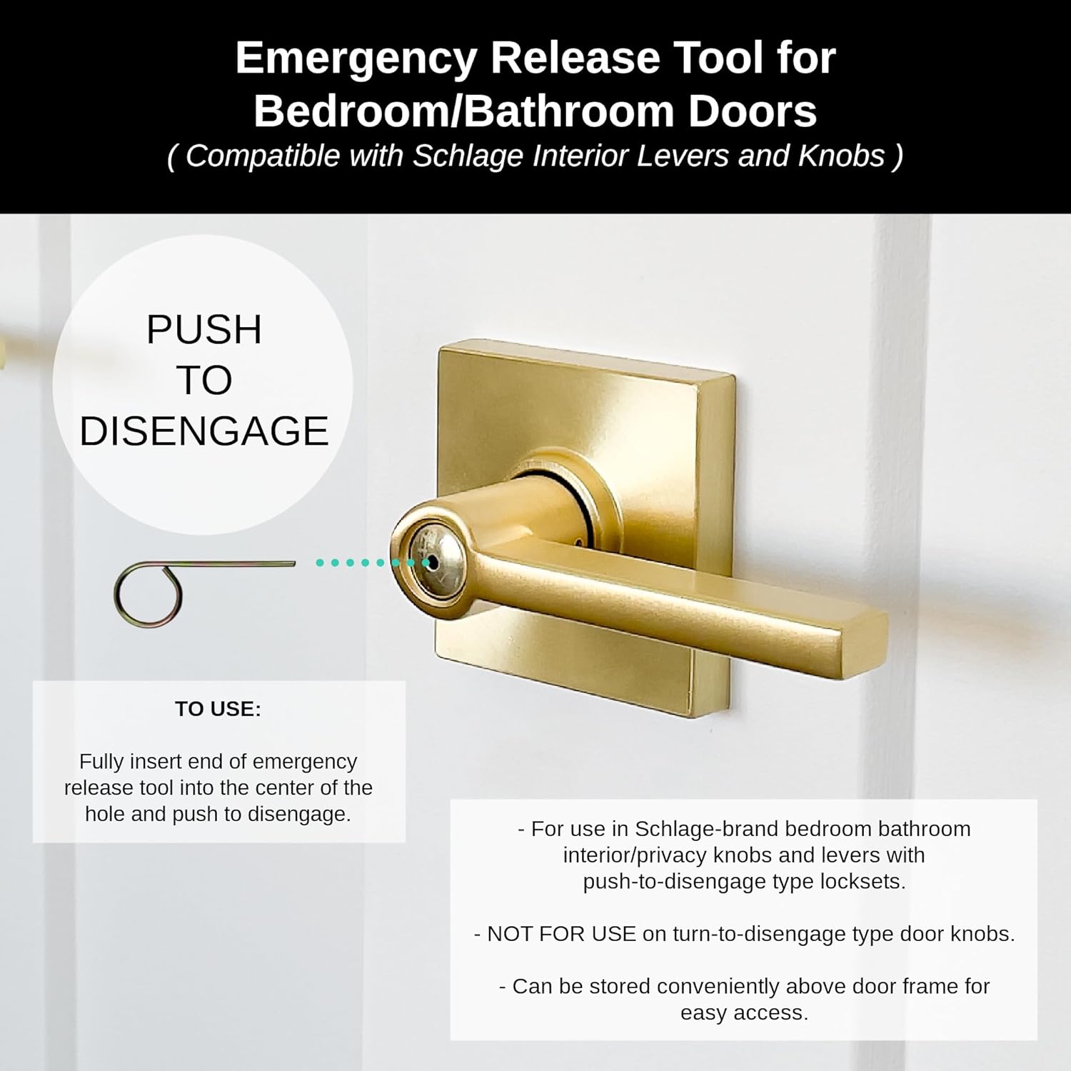 Schlage M504-271 Interior Bedroom Bathroom Emergency Door Lock Key Pin 10 Pack