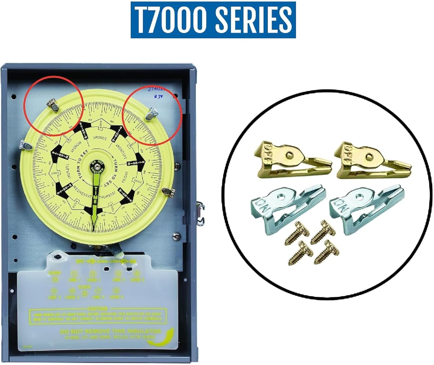 156T1978A Time Switch Tripper Kit for Intermatic T100 T7000 WH40 Series Timers, Includes 8 Metal Trippers 4 Silver ON / 4 Gold Off and Set Screws