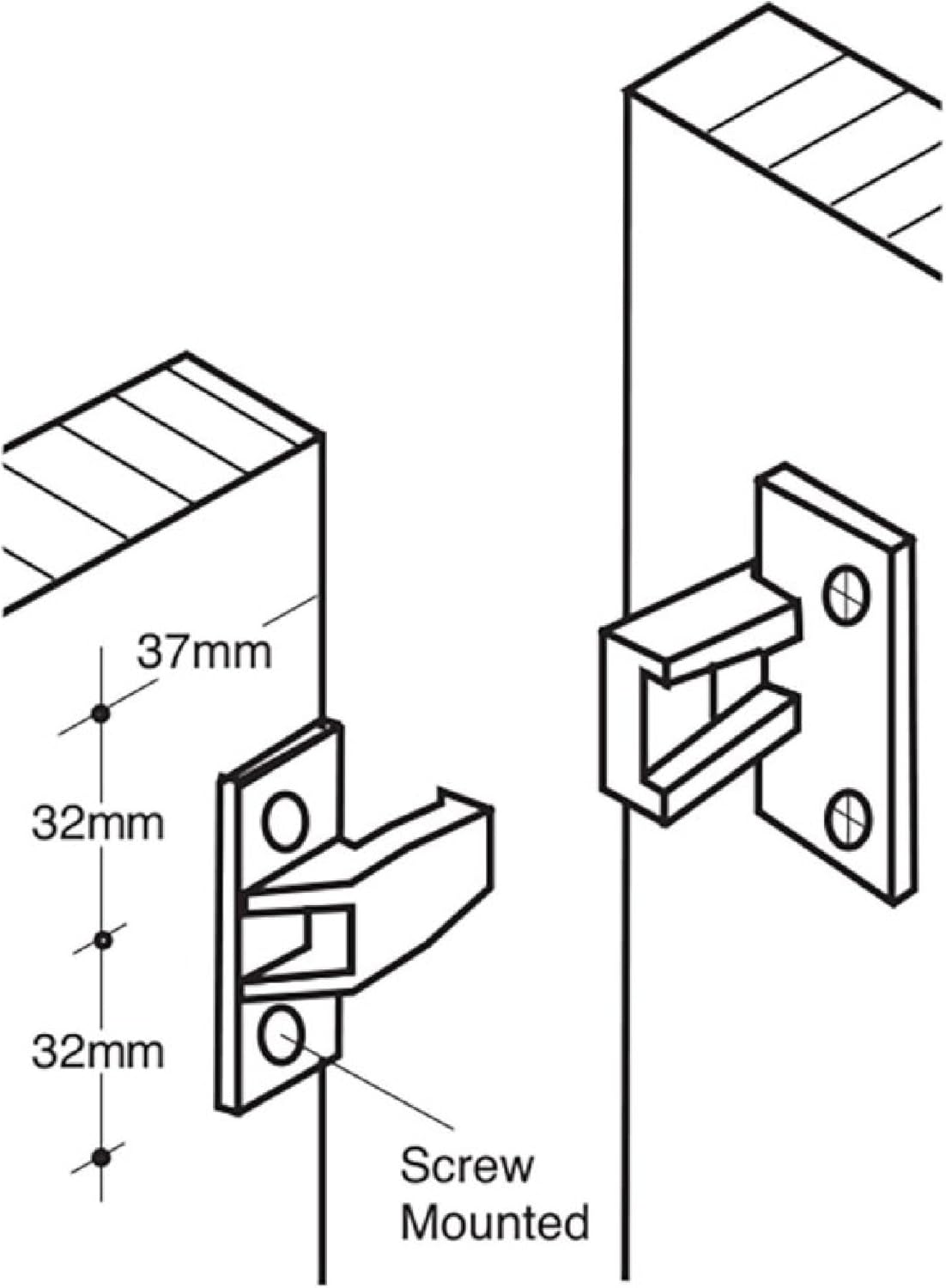 Hafele Keku Push-On Fitting Set - Bracket Connectors for False Front Panels, Cabinet Drawers, & Furniture Screws Not Included
