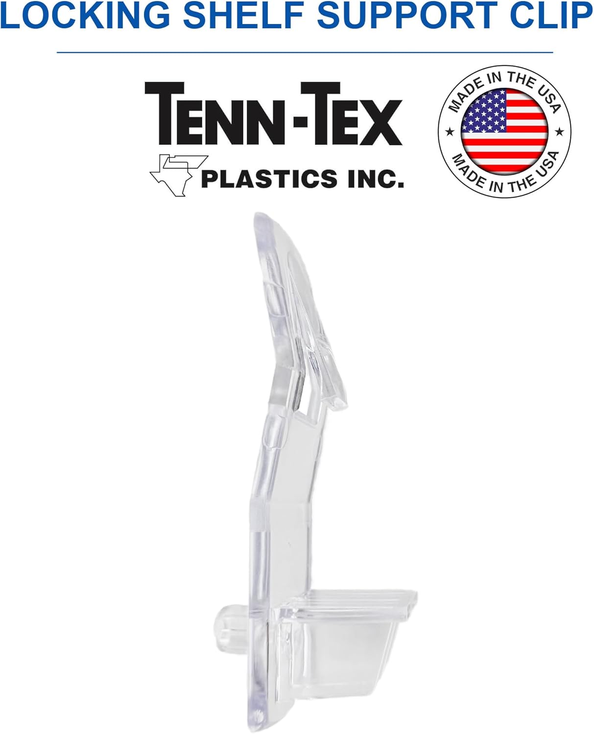 Self-Locking Shelf Support Clips, Made in The USA - for 3/4" Thick Shelves, 5mm Dowel Peg - for Kitchen Cabinet, Cupboard, Pantry, Closest, Book Shelves - Clear Plastic Clip 8, Clear