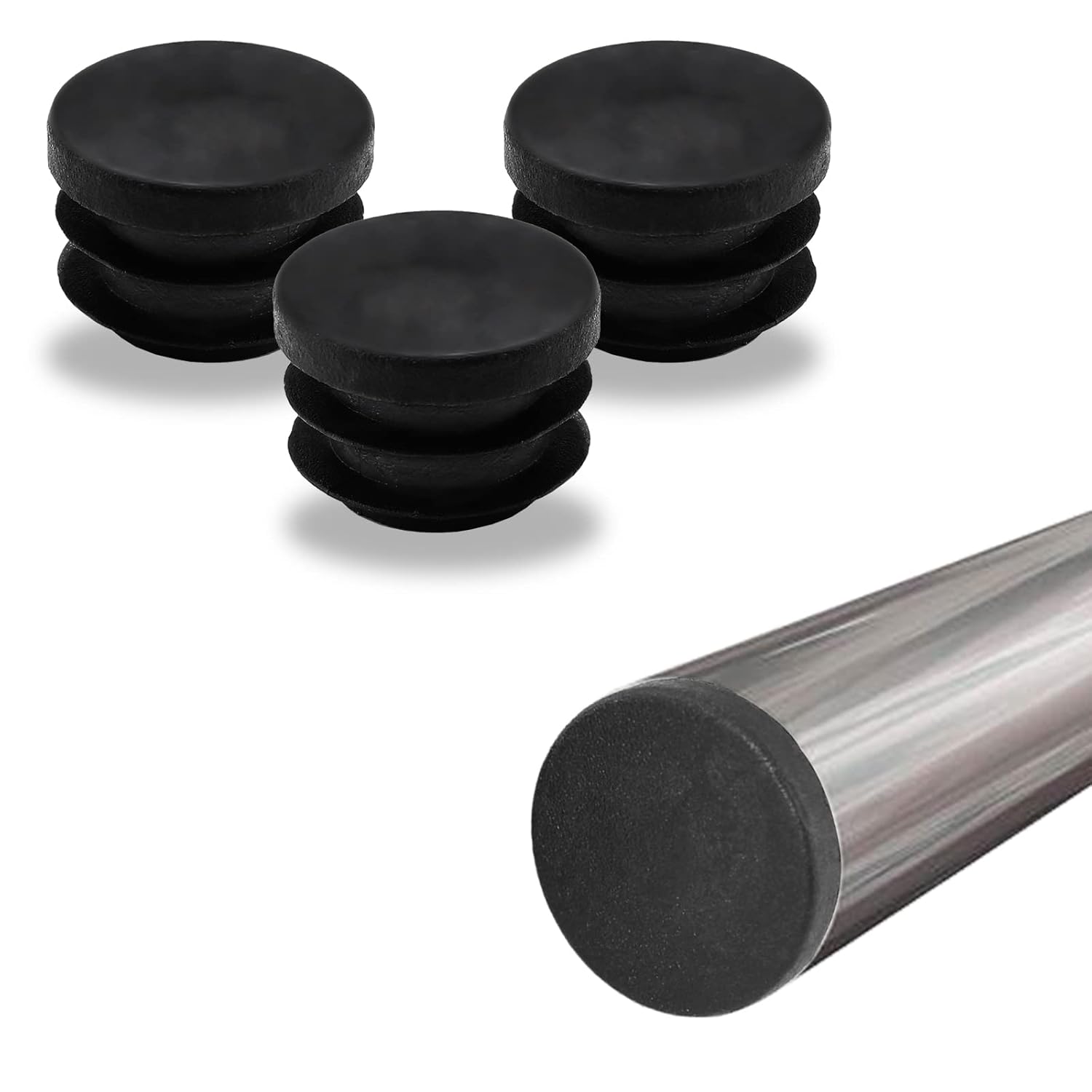 Biaungdo 12 Pcs 3/4 inch Round Plastic Hole Plug, Black Tubing End Cap Table Chair Legs Tubing Glide End Insert Plug Cap Cover 19mm