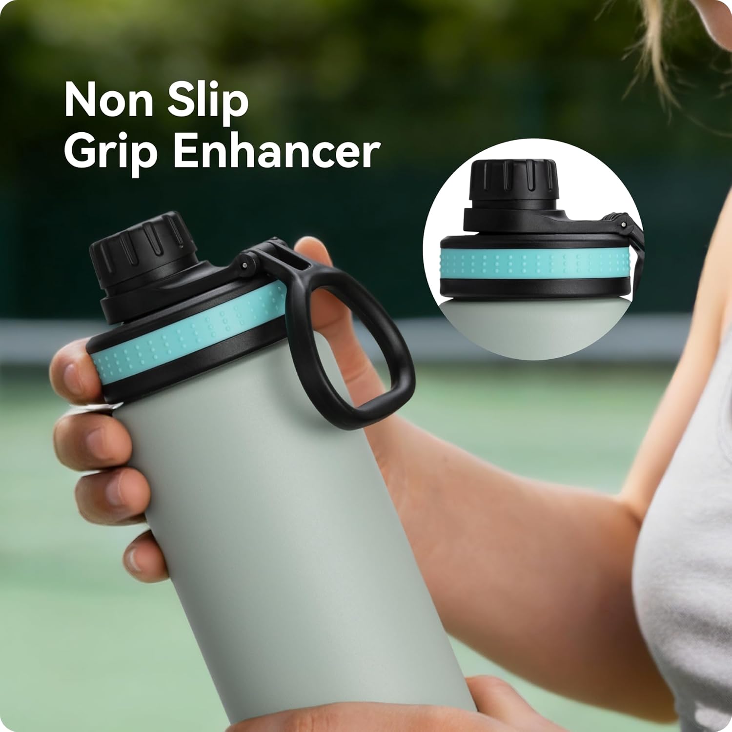 6 Pack Rubber Lid Grip Bands Three Finger Spout Lid, Non-Slip & Multicolor Grip Strap, Fits for Wide Mouth Water Bottle Lid with Detachable Band