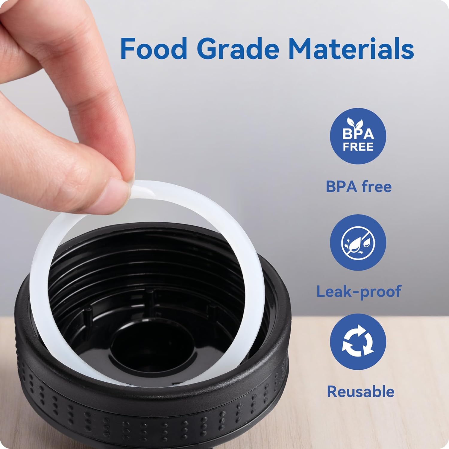 Gasket Replacement Three Finger Water Bottle Spout Lid ONLY, 4 Pack Silicone Sealing O Rings, Leak Proof & Precise Fit