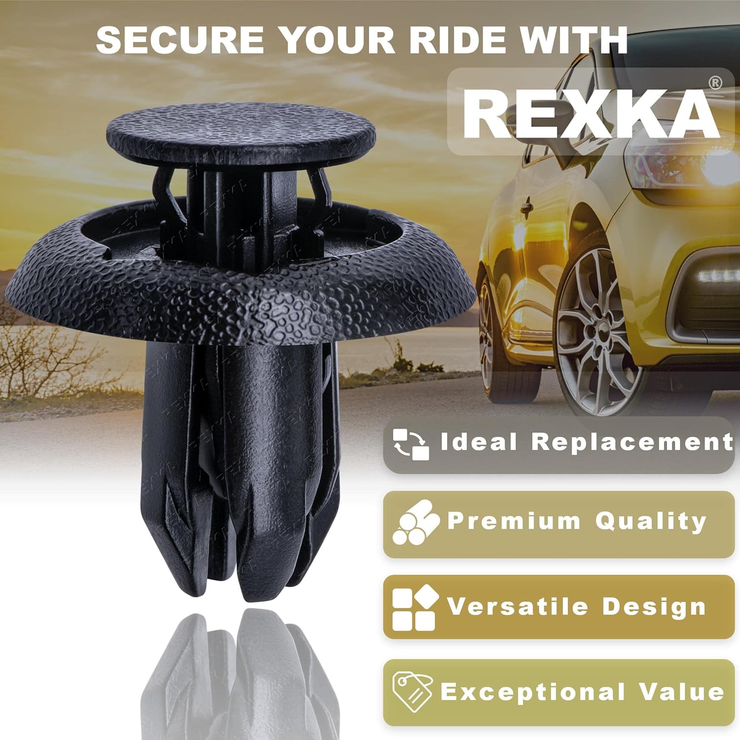 Rexka 10pcs Fender Liner Splash Shield Bumper Cover Clip Fastener Rivet for B45A-56-146A Mazda 3, 5, 6, CX-3, CX-5, CX-9 & MX-5 Miata Toyota Scion 90118-WB048