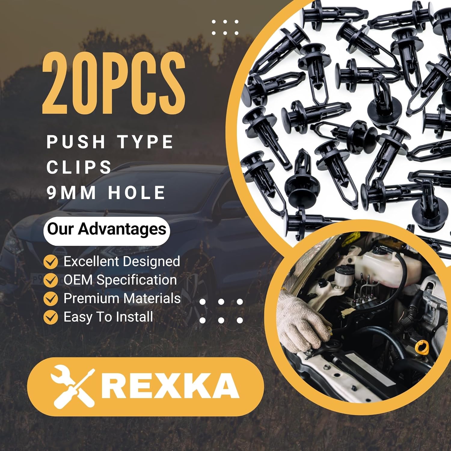 Rexka 20pcs Fender Liner Bumper Cover Grille Retainer Clips Compatible with Toyota Lexus 52161-16010 52161-02020