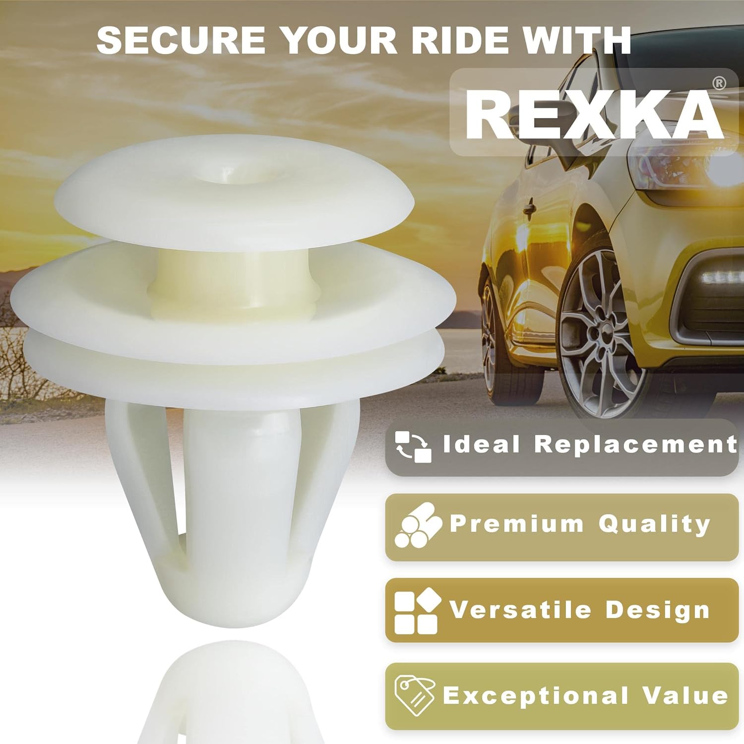 Rexka 30pcs Door Panel Retainer Clip 67771-30070 Compatible with Toyota Corolla, Echo, Prius, RAV4, Sienna, Tacoma, Tundra 67771-06030