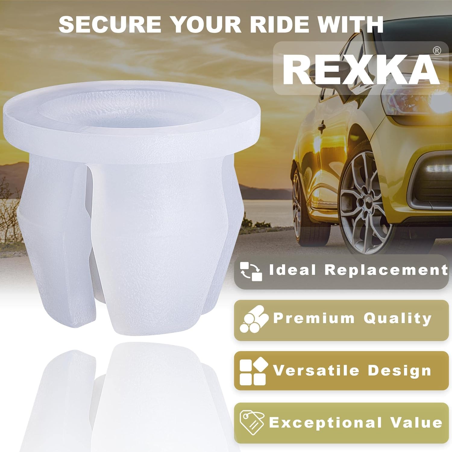 Rexka 10pcs Headlamp Assembly Grommet Retainer Clip Nut N811169S Compatible with Ford Toyota 90189-06111 4Runner, Land Cruiser, Pickup, Tacoma,Tercel, Expedition, Explorer,F150,Ranger, Mustang, Trucks
