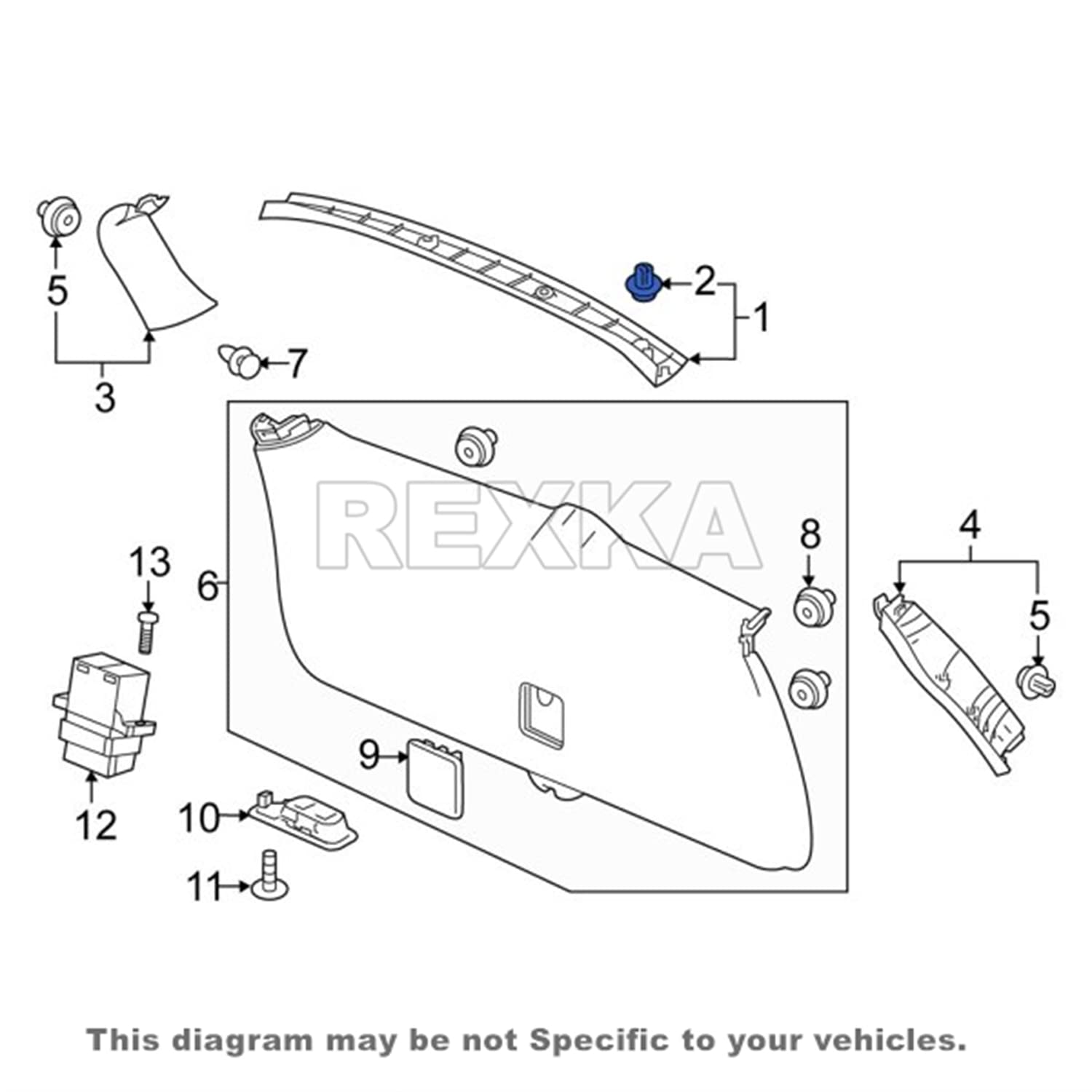 Rexka 15pcs Door Panel & Interior Trim Retainer Clips 91560-SZW-003 for Honda Accord CR-V CR-Z Civic Odyssey Pilot 91560SZW003