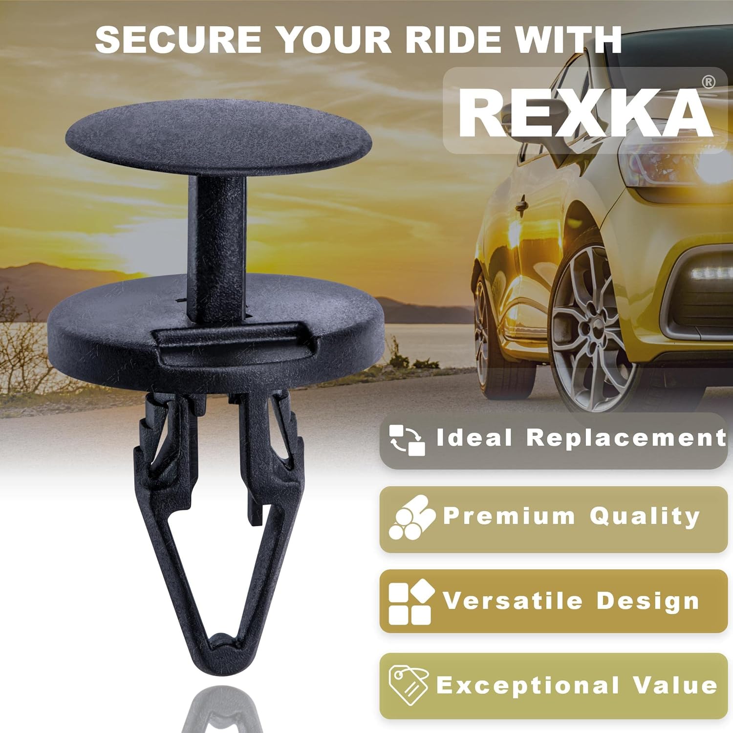 Rexka 10pcs Fender Liner Wheelhouse Liner Bumper Push Tpye Retainer Pin Clips Compatible with GM 11589289 Chrysler 6508863AA Jeep Ram Buick Cadillac Chevrolet GMC Hummer Pontiac Saturn Chrysler Dodge
