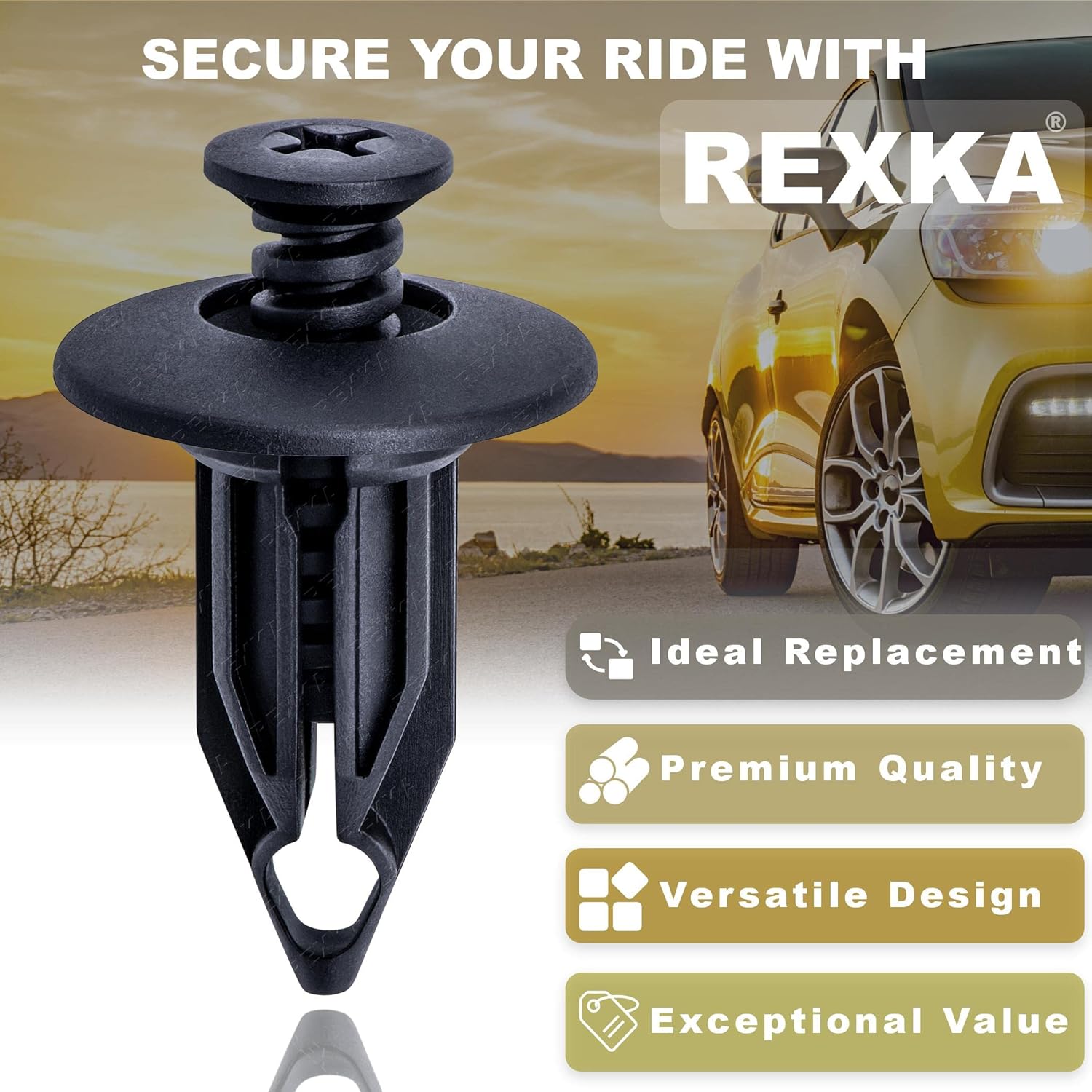 Rexka 10pcs Bumper Cover Retainer Clips 12mm Push Pin Compatible with Chrysler 6502625 07-18 Jeep Wrangler & Wrangler Unlimited JK Dodge Dakota Durango Ram 1500 2500 3500 4500 5500 GM 10140480