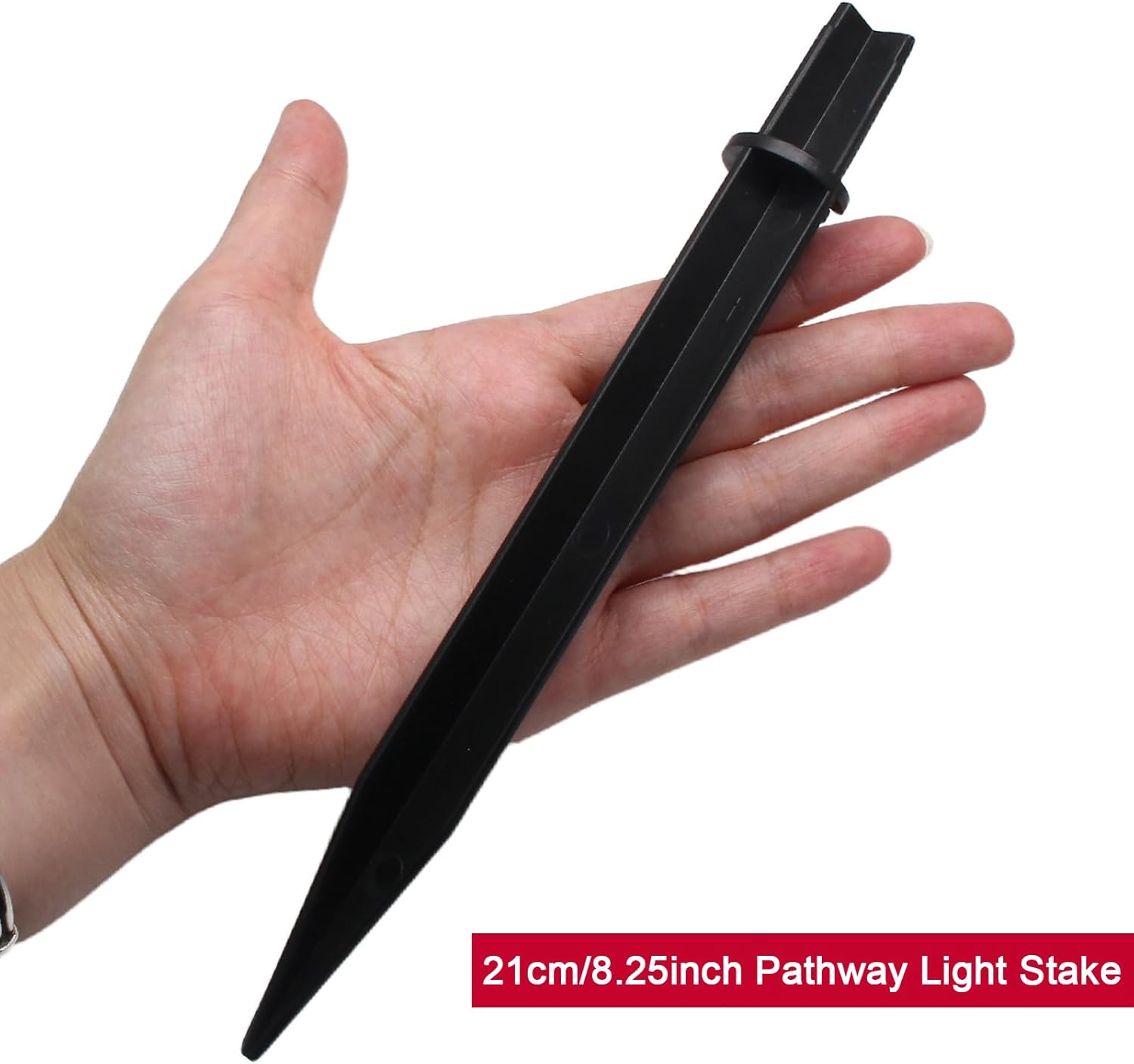Biaungdo 8 Pcs Ground Spike, 8.25 Inch Black Reinforced Plastic Ground Spikes ABS Lights Replacement Stakes Yard Stakes for Solar Pathway Torch Garden Lights