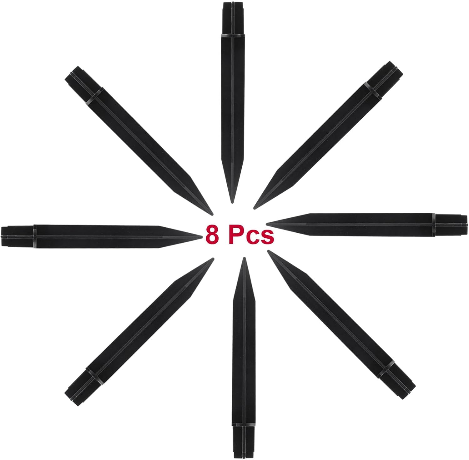 Biaungdo 8 Pcs Ground Spike, 8.25 Inch Black Reinforced Plastic Ground Spikes ABS Lights Replacement Stakes Yard Stakes for Solar Pathway Torch Garden Lights
