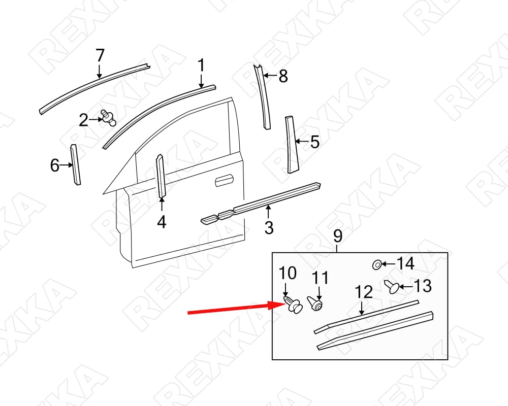 Rexka 15pcs Rear Moulding Door Panel Clips for Toyota Pick-Up Pontiac Vibe 62955-20020 GM 94848834