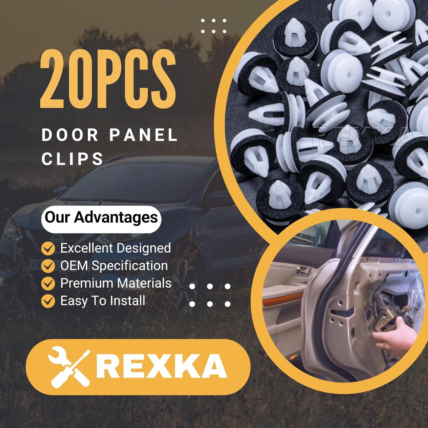 Rexka 20pcs Door Trim Panel Trunk Lid Headliner Retainer Clip Compatible with BMW E46 E90 F30 X5 X3 E60 51-41-8-224-768 51418224768